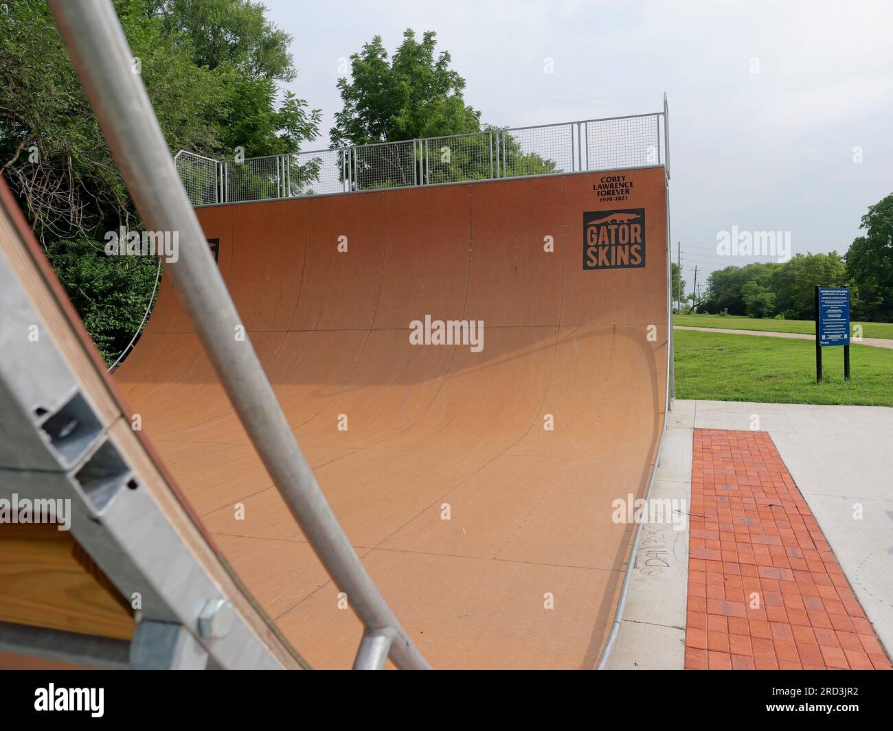 Lawrence, Kansas - 17. Juli 2023: Centennial Skate Park auf der ROCKLEDGE Road in Lawrence, KS Stockfoto