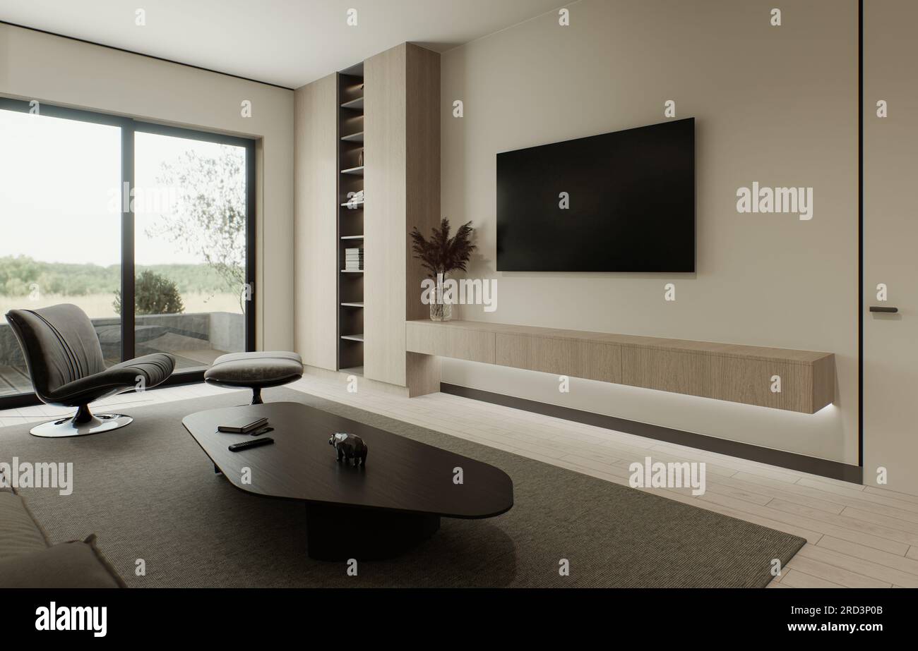 Interieur mit TV im Wohnzimmer. Stockfoto