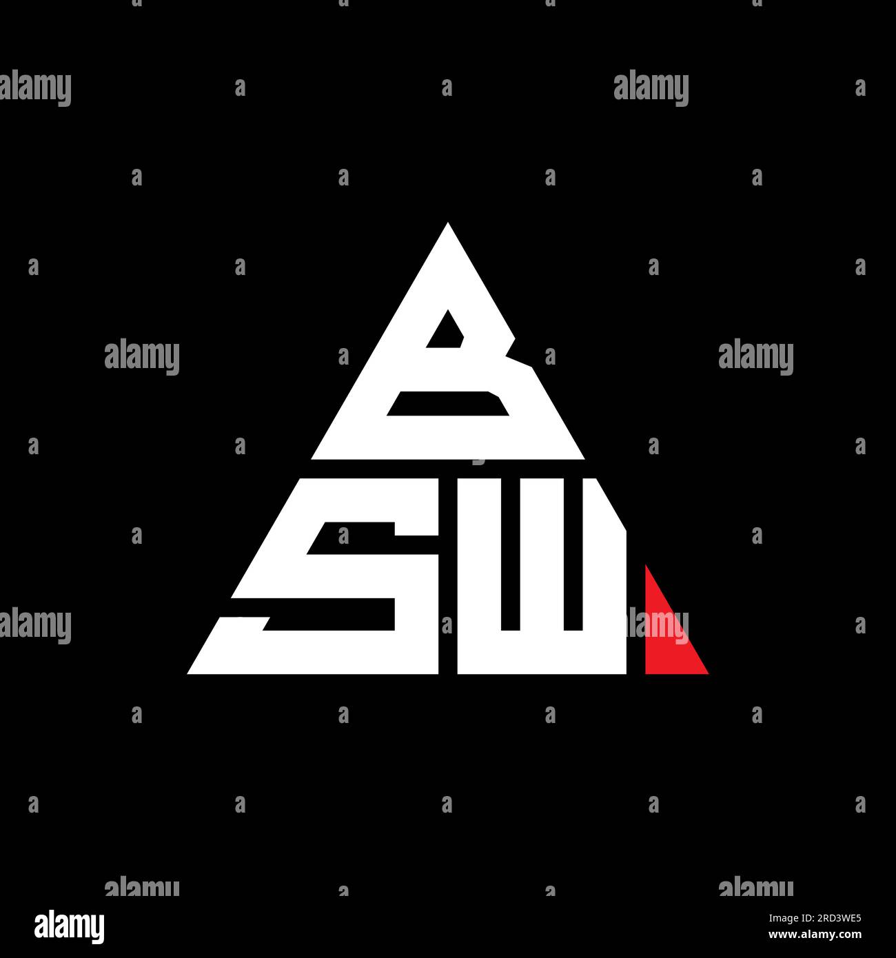 BSW-Logo mit Dreiecksbuchstaben und Dreiecksform. BSW Dreieck Logo Design Monogramm. BSW-dreieckige Vektor-Logo-Vorlage mit roter Farbe. BSW Triangul Stock Vektor