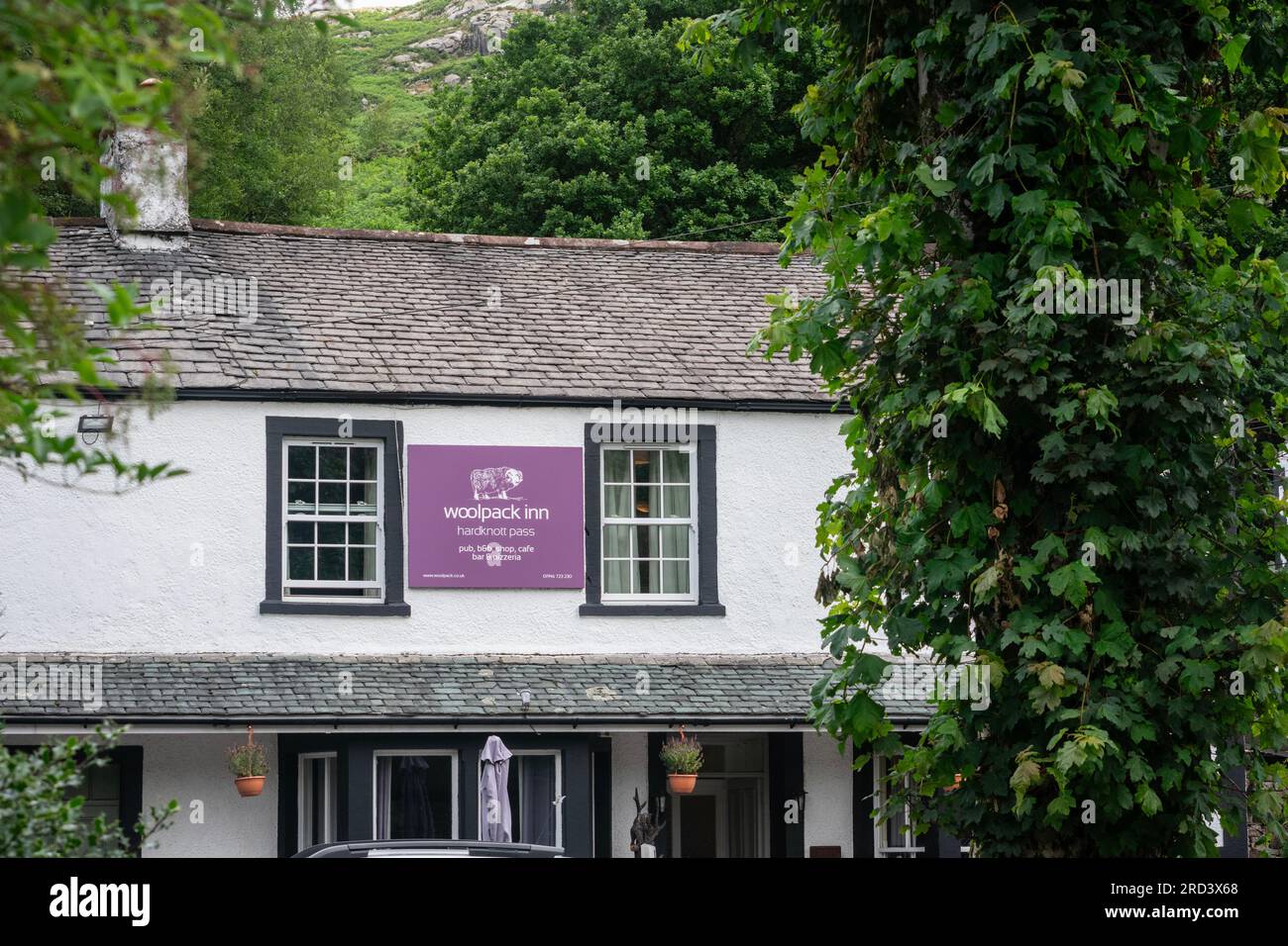 Das Woolpack Inn, in der Nähe von Hardknott Pass, Eskdale, Cumbria Stockfoto