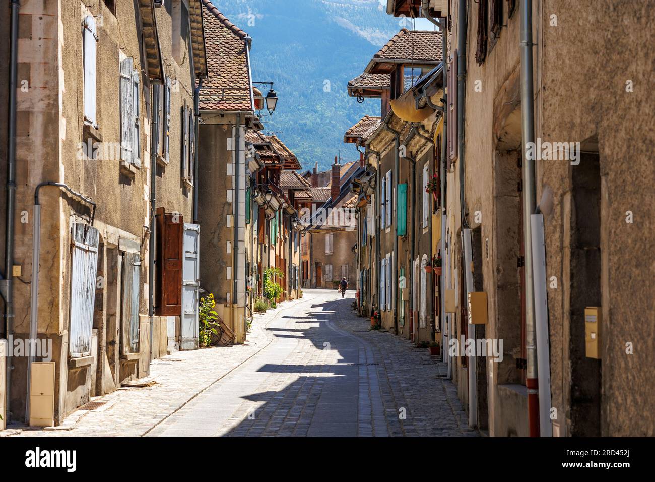 Häuser entlang der Rue du Bourg in Mens Trieves Grenoble Isere Auvergne-Rhone-Alpes Frankreich Stockfoto