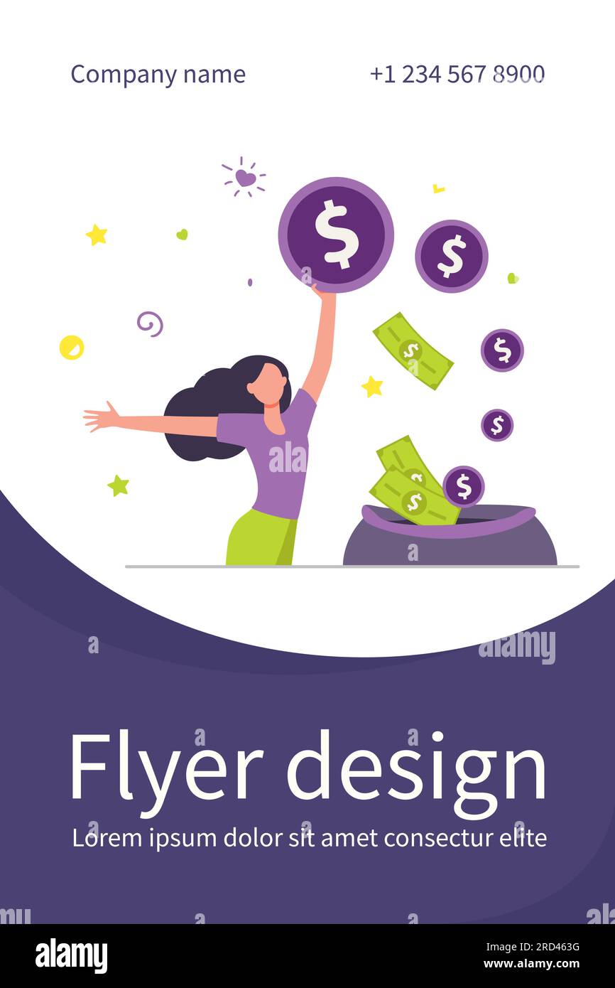 Glückliche Frau, die Geld bekommt Stock Vektor