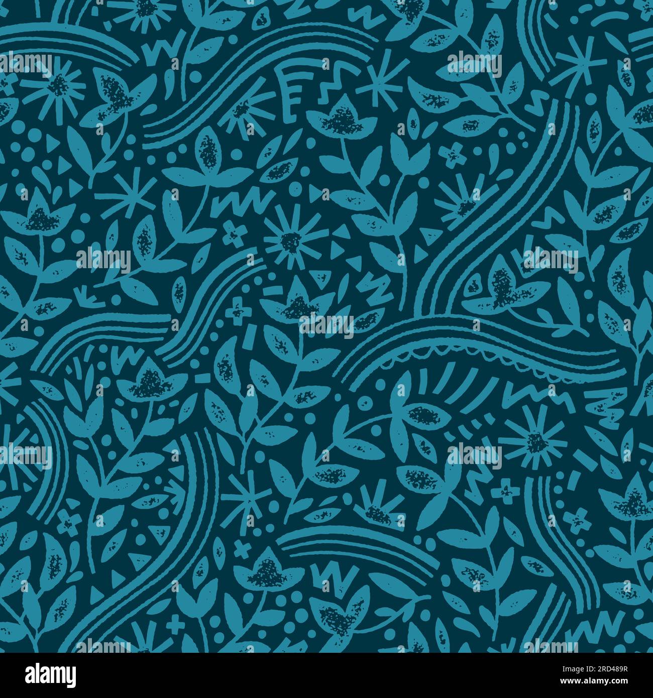 Abstraktes, nahtloses Muster mit Blumenelementen, lustigem Hintergrund, ideal für Sommertextilien, Banner, Tapeten - Vektordesign Stock Vektor