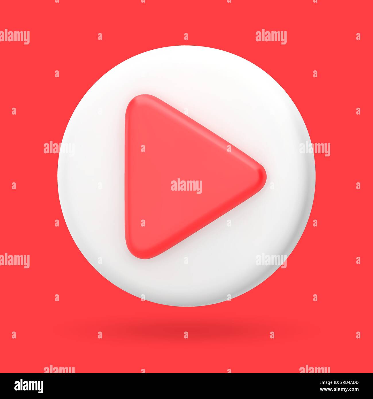 3D-Media-Player-Symbol. Weiße runde Spieltaste. Video-Player, Streaming, Multimedia-Konzept der Schnittstelle. Darstellung des minimalistischen 3D-Rendering-Vektors Stock Vektor