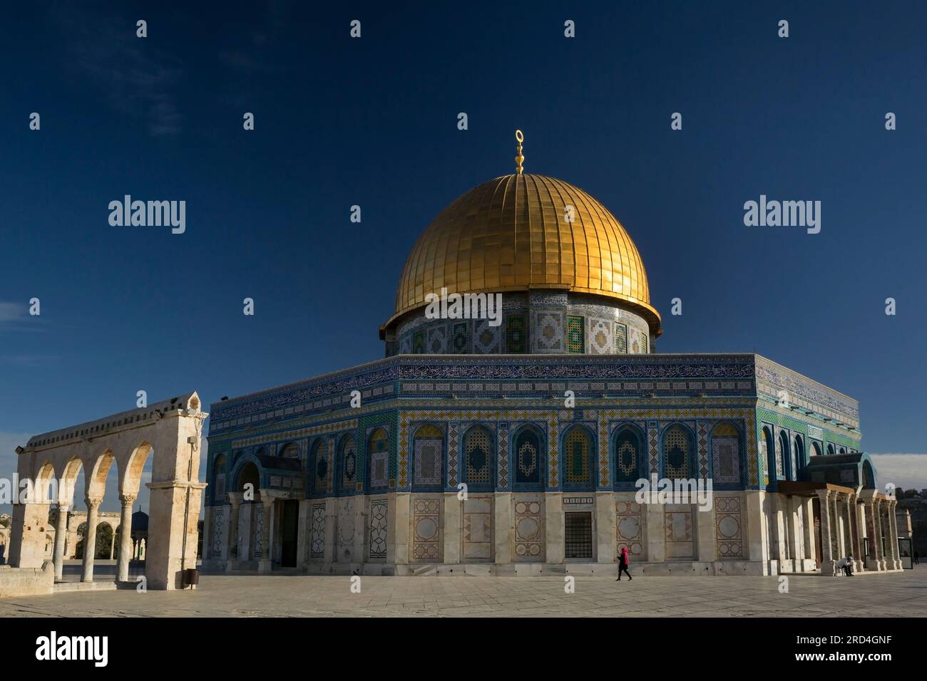 Horizontaler Blick auf den Felsendom auf dem Tempelberg der Altstadt, Jerusalem, Israel Stockfoto