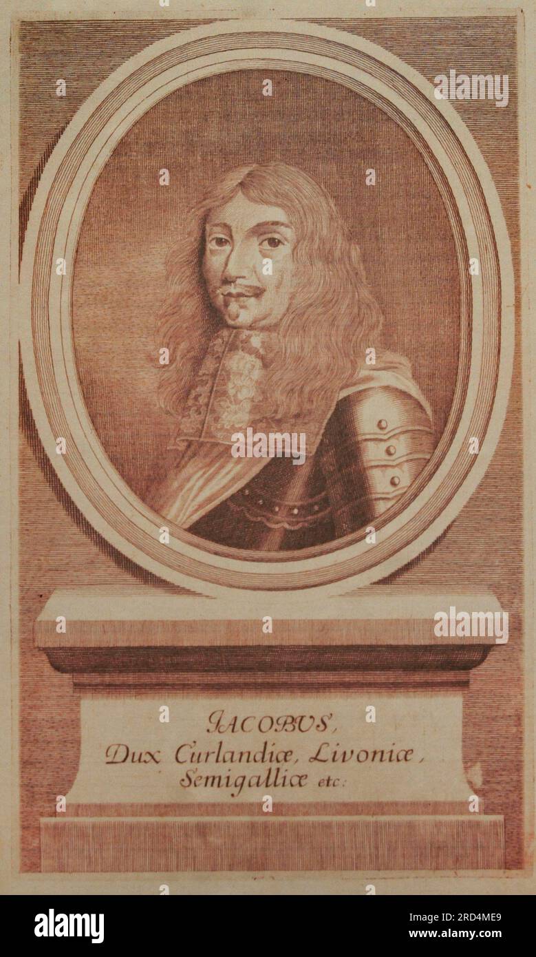Jacob Kettler (1610-1682). 3. Herzog von Curland und Semigallia (1642-1682). Porträt. Gravur. 17. Jahrhundert. Stockfoto