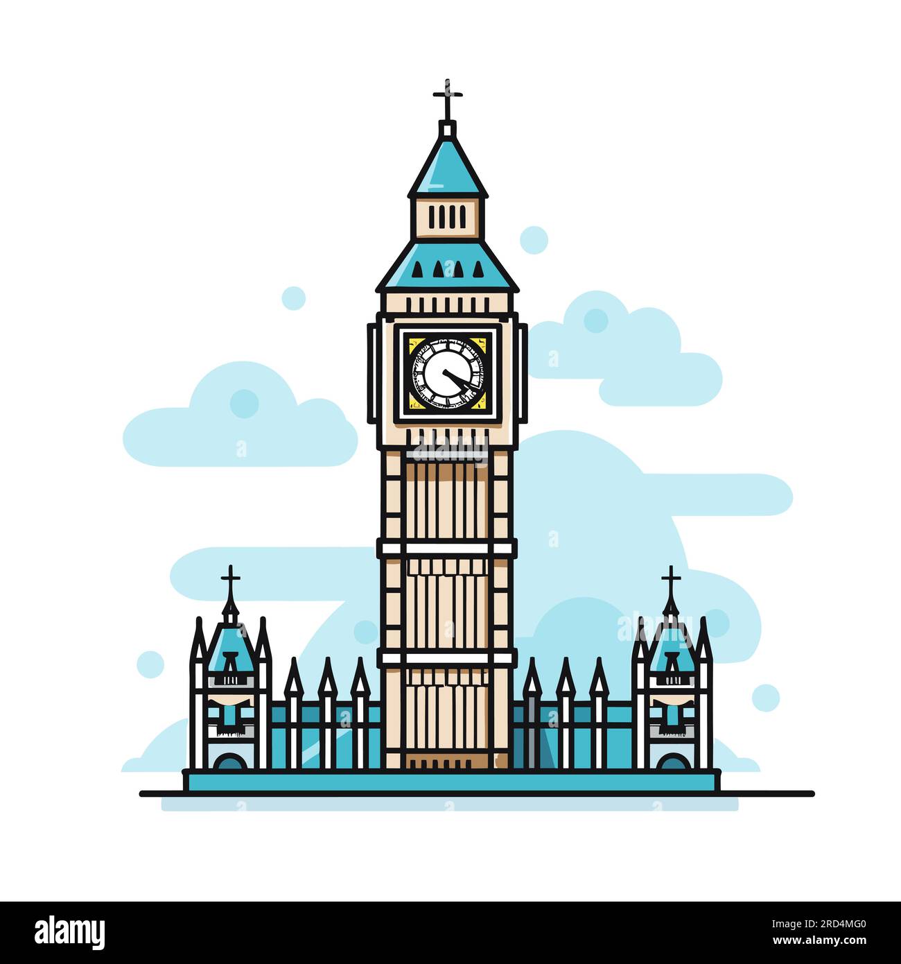 Großer Ben. Ein ComicBild von Big Ben. VektorDoodle
