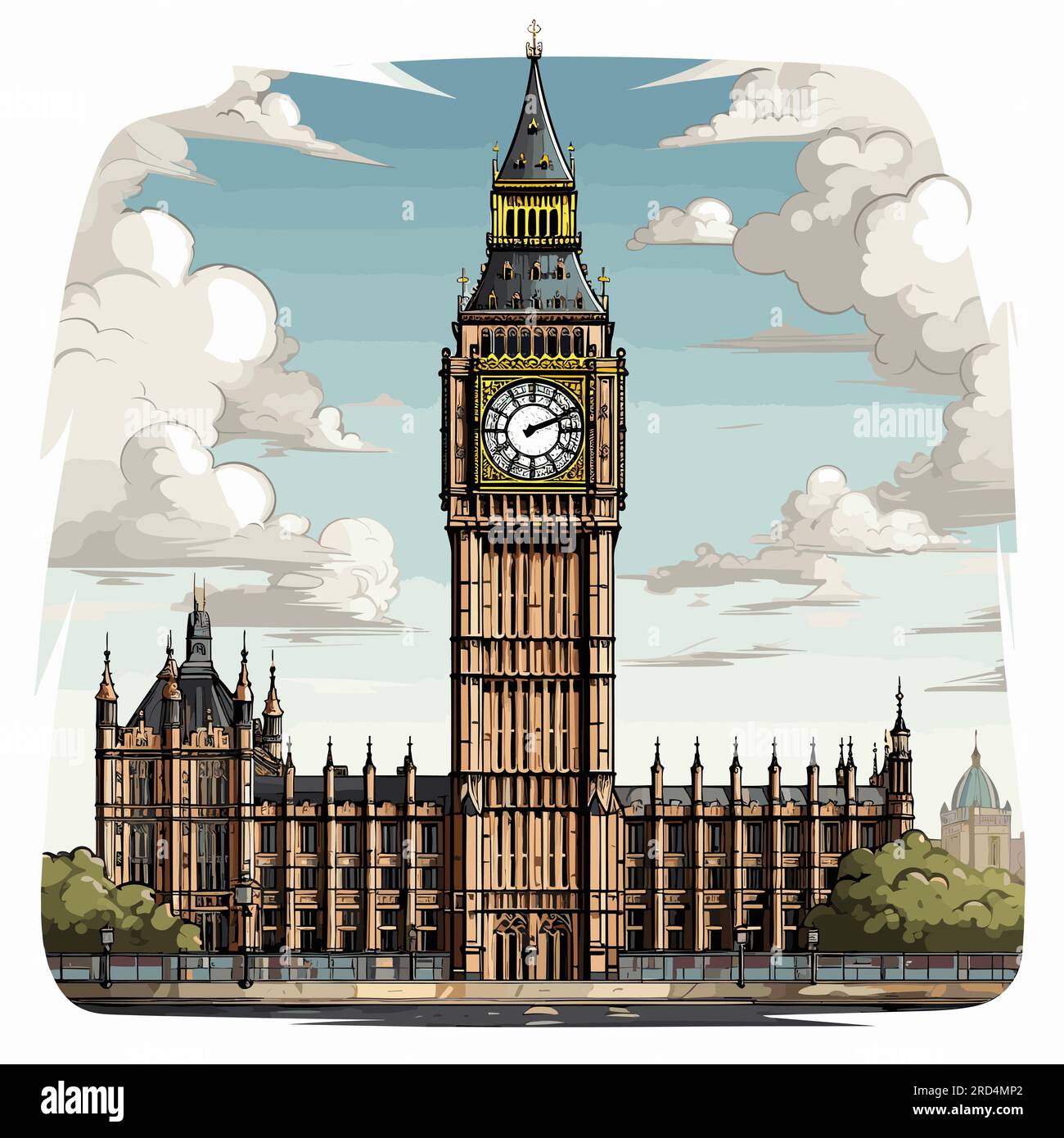 Großer Ben. Ein ComicBild von Big Ben. VektorDoodle