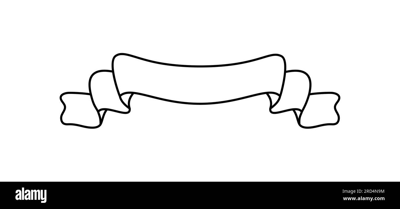 Bannersymbol für das Linienband, Web-Designelement. Handgezeichnete Vektordarstellung. Platz für Ihre SMS für geschäftliche Zwecke, Grußkarten und Urlaubstexte Stock Vektor