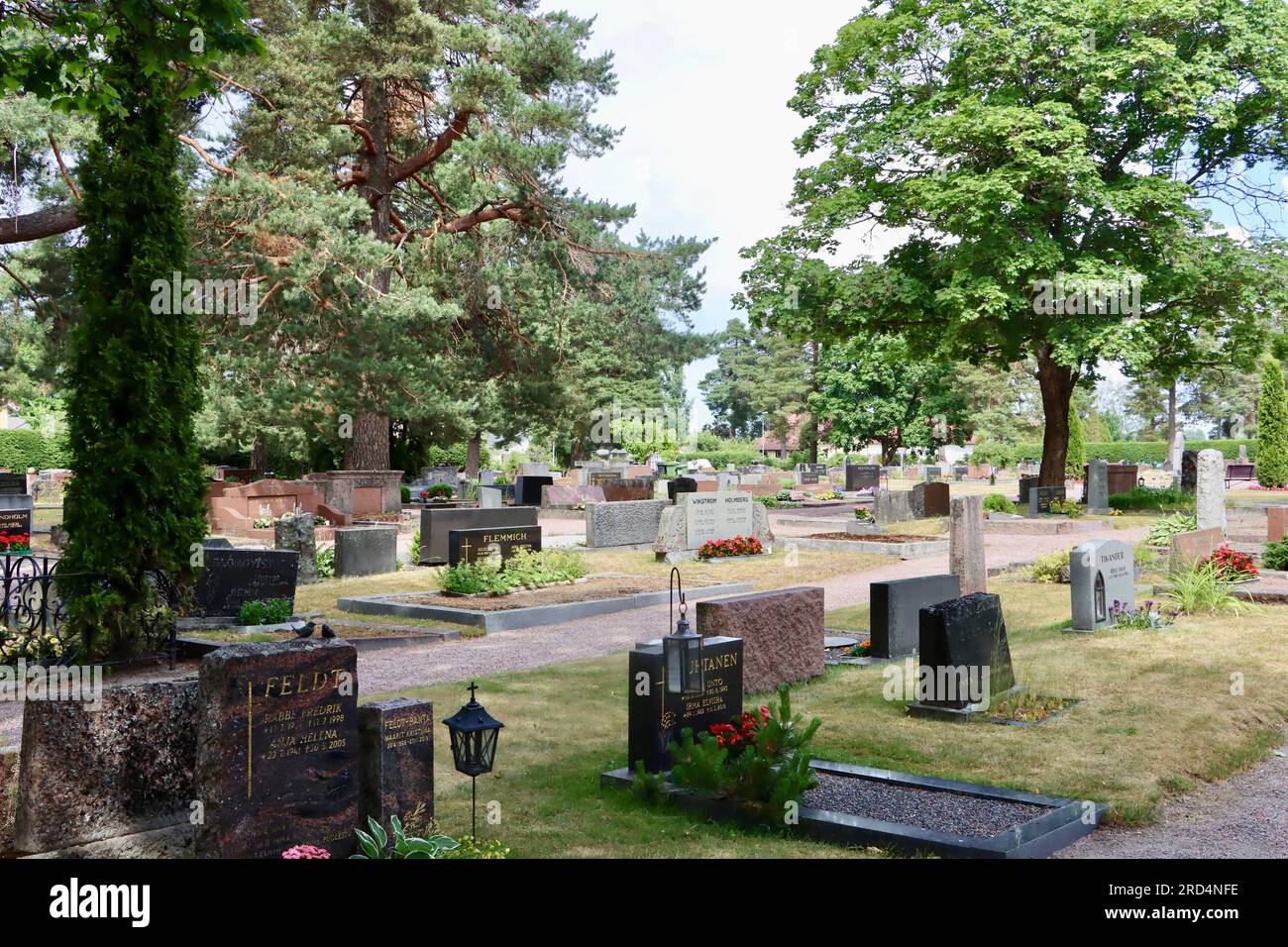 Der Lutherische Friedhof in Karjaa/Karis in der Region Uusimaa in Südfinnland Stockfoto