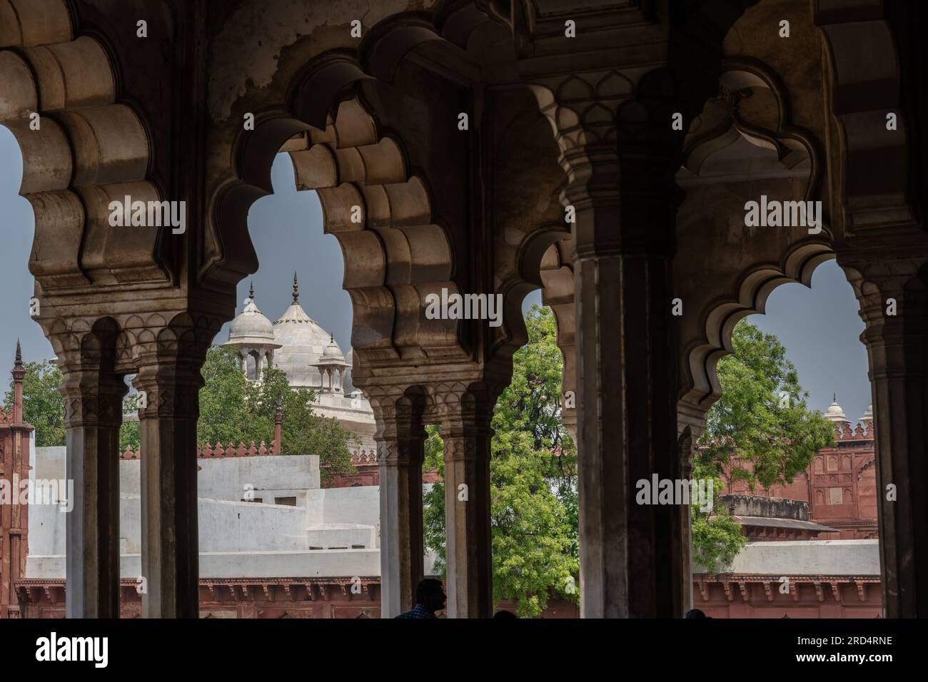 Agra, Indien -- 12. April 2023. Ein Foto von Kuppeln auf einer Moschee in Agra, Indien Stockfoto