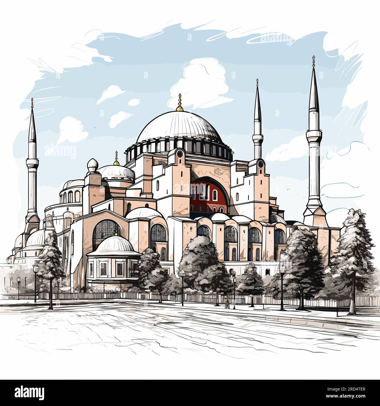Hagia Sophia. Hagia Sophia, handgemalte Comic-Illustration. Vektor-Doodle-Zeichentrickfilm-Illustration Stock Vektor