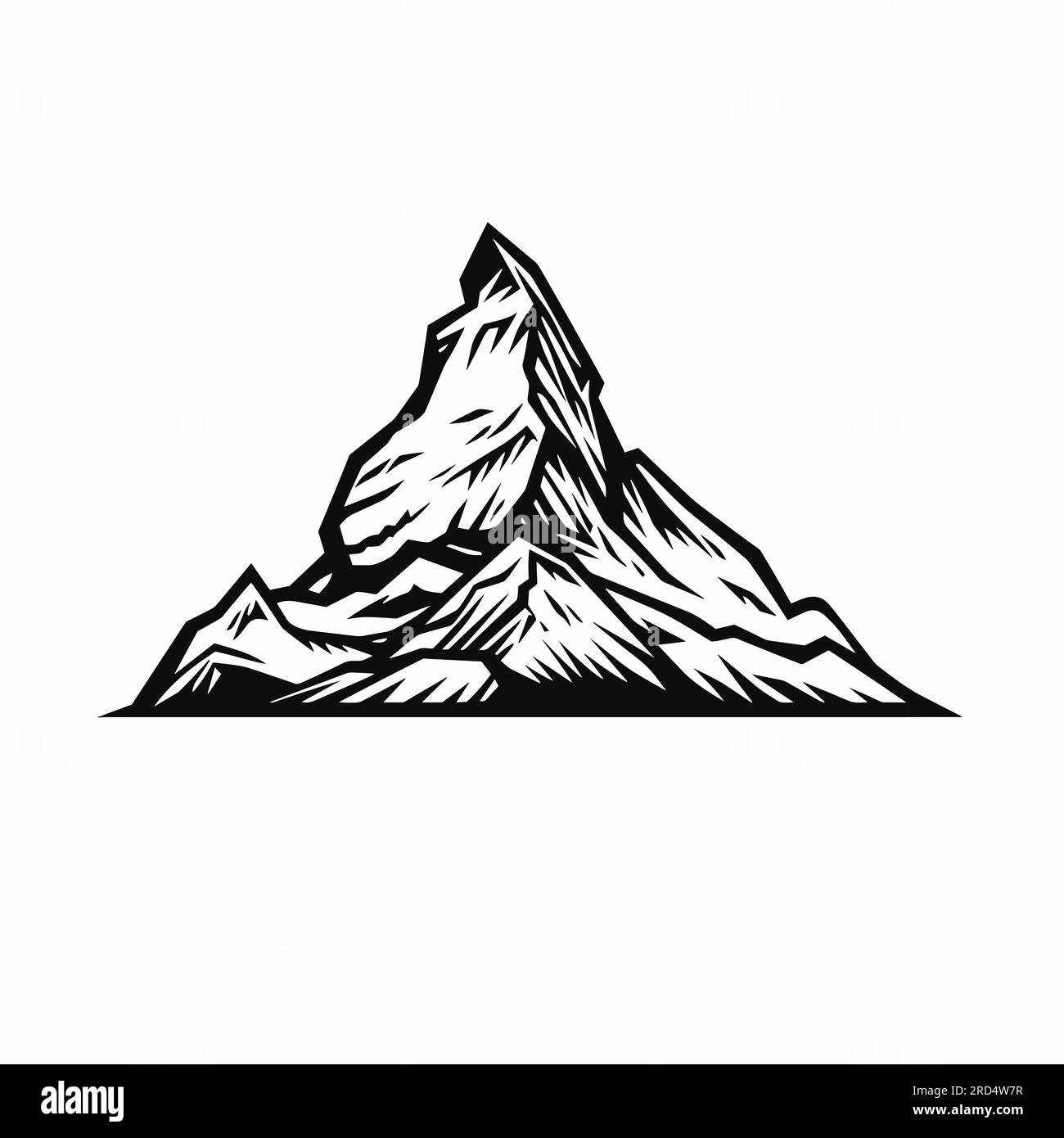 Das Matterhorn. Matterhorn, handgemalte Comic-Illustration. Vektor-Doodle-Zeichentrickfilm-Illustration Stock Vektor