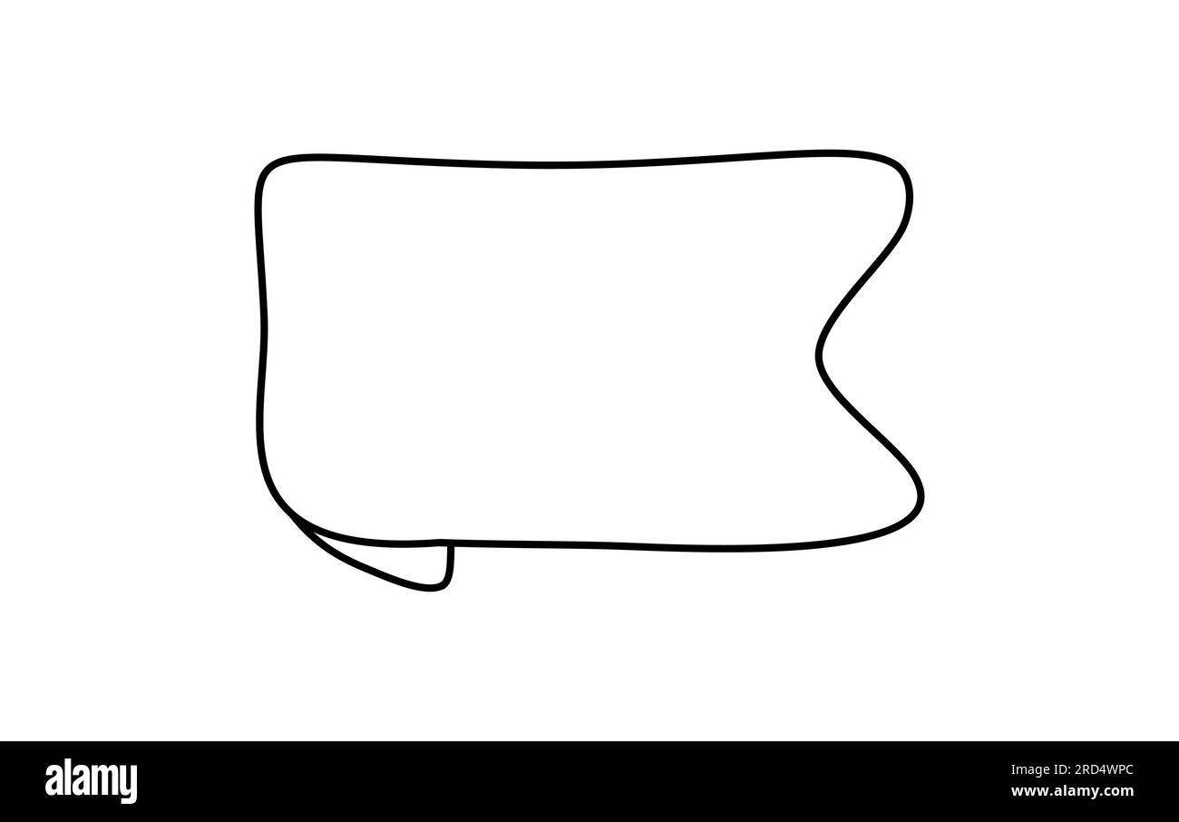 Schwarzes Monolin-Band. Symbol "Linienbanner", Web-Designelement. Handgezeichnete Vektordarstellung. Platz für Ihre SMS für geschäftliche Zwecke, Grußkarte und Stock Vektor