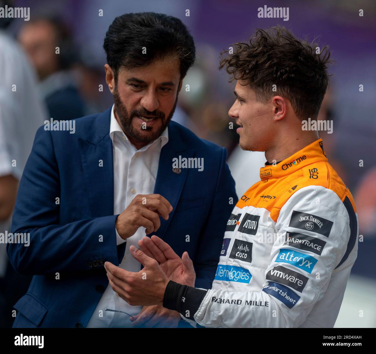 FORMEL 1 ARAMCO GRAND PRIX 2023 - Mohammed Ben Sulayem (VAE) , Lando Norris (UK) Stockfoto