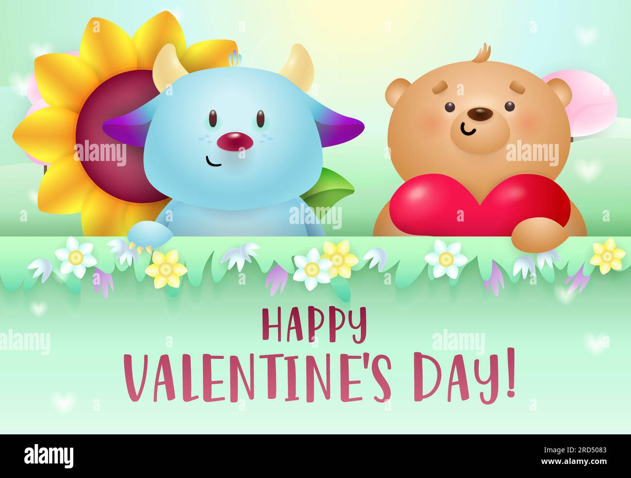 Valentinstag-Bannerdesign. Fröhliches Monster Stock Vektor