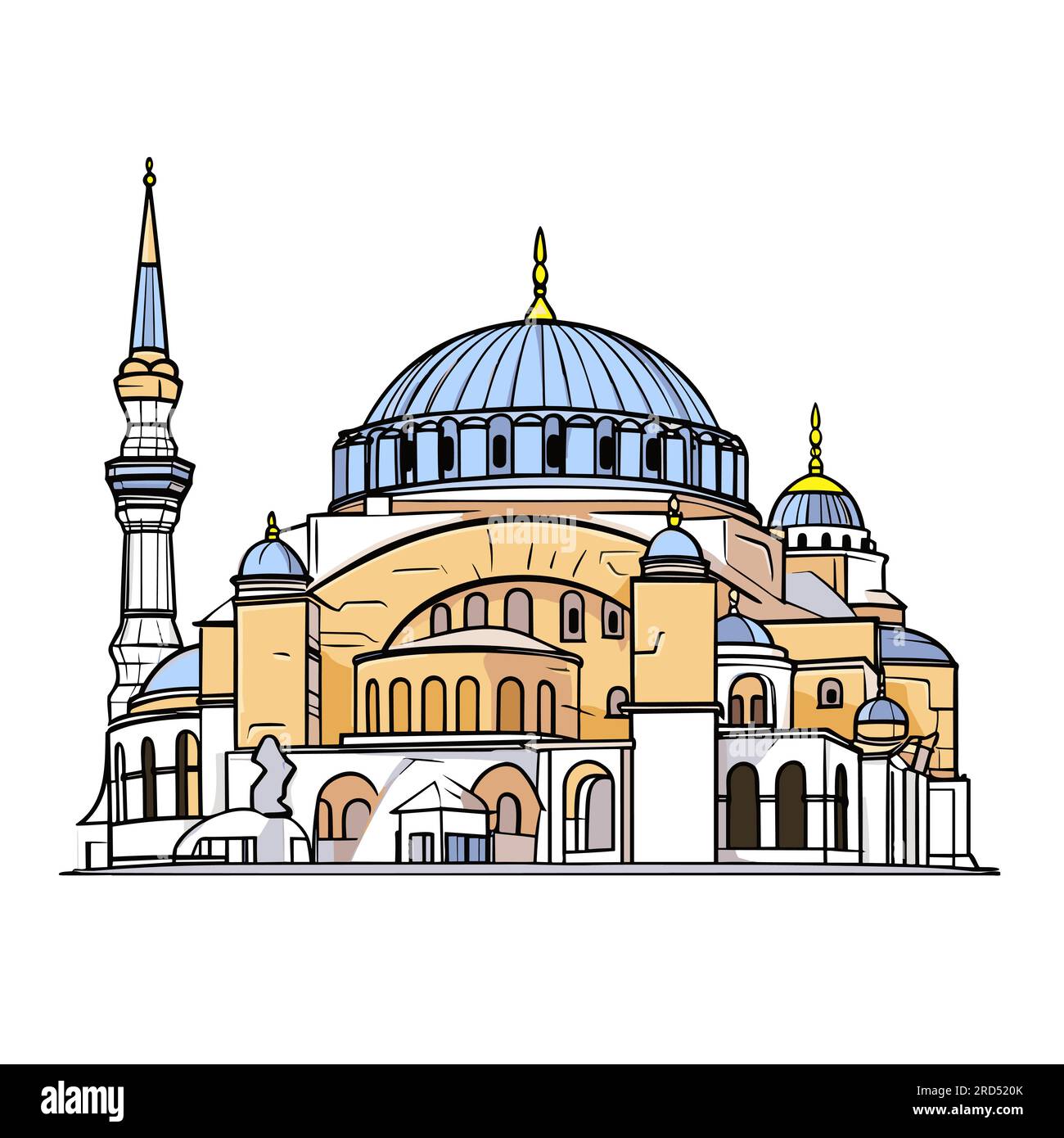 Hagia Sophia. Hagia Sophia, handgemalte Comic-Illustration. Vektor-Doodle-Zeichentrickfilm-Illustration Stock Vektor