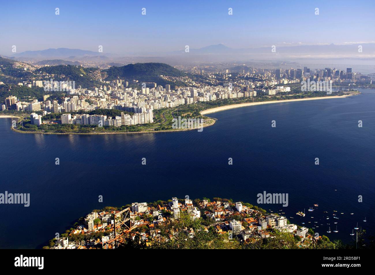 Flamengo und Flamengo Beach, Blick vom Zuckerhut, Rio de Janeiro, Brasilien Stockfoto