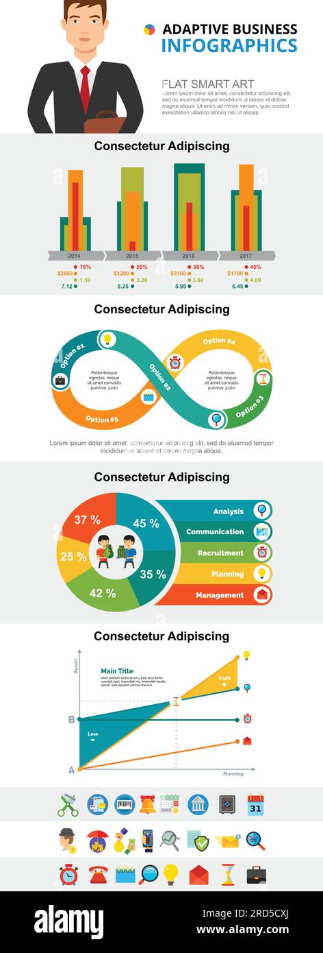 Infografiken für Verwaltung und Analyse Stock Vektor