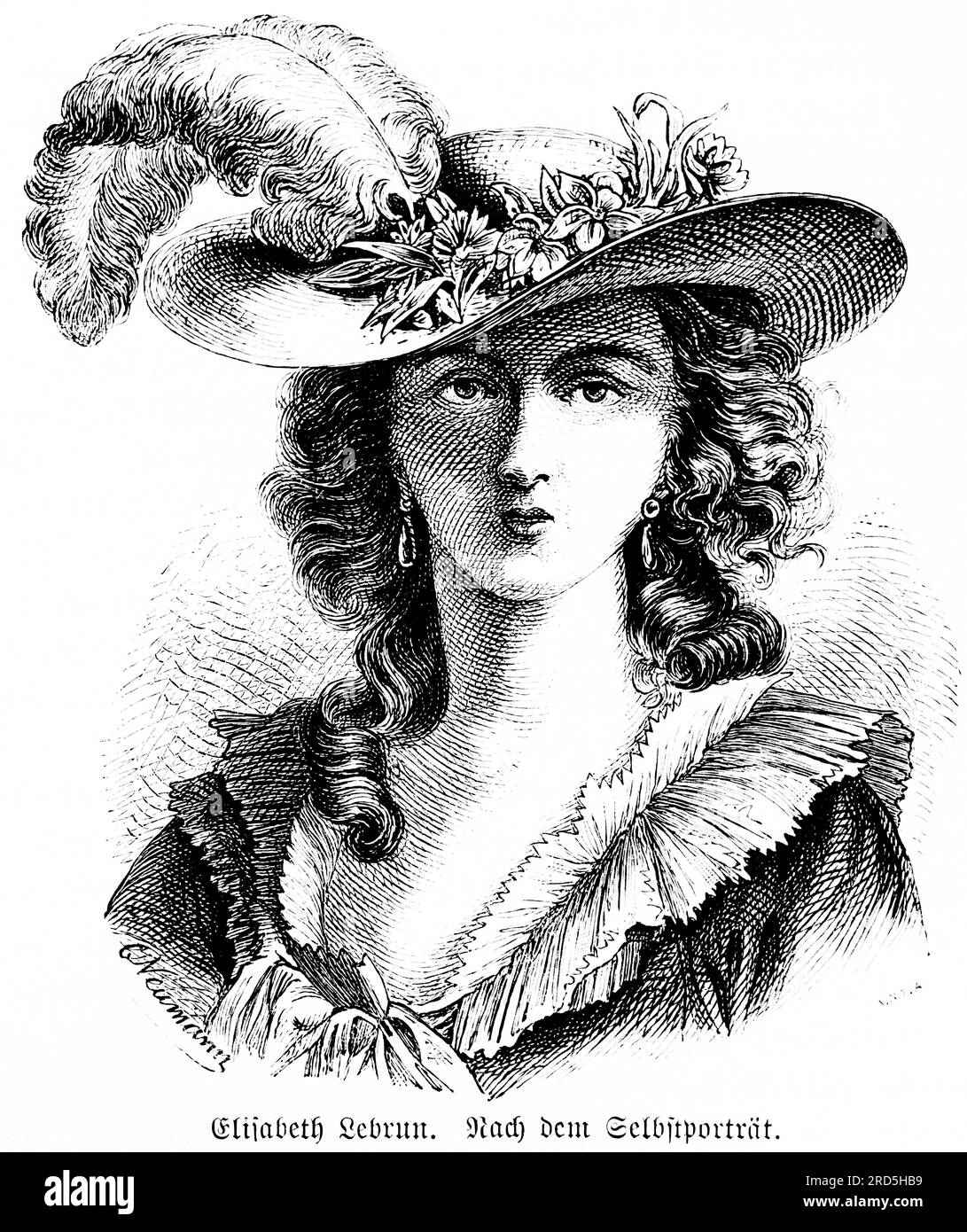 Elisabeth Lebrun, Nee Vigee, Malerin, Künstlerin, Porträt mit Strohhut, reist durch Europa, Ehrenmitglied verschiedener Akademien, Geschichte Stockfoto