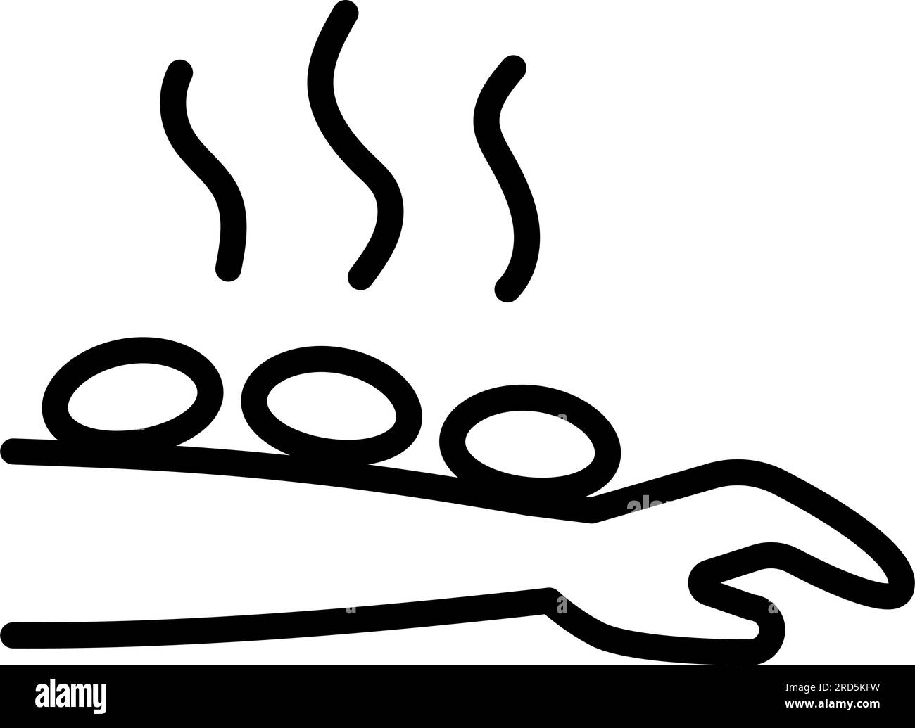 Symbol für Steintherapielinie. Lithotherapie-Symbol. Reflexzonenlehre. Traditionelle chinesische Medizin. Massage. Gesundheit und Wellness. Komplementär und alt Stock Vektor