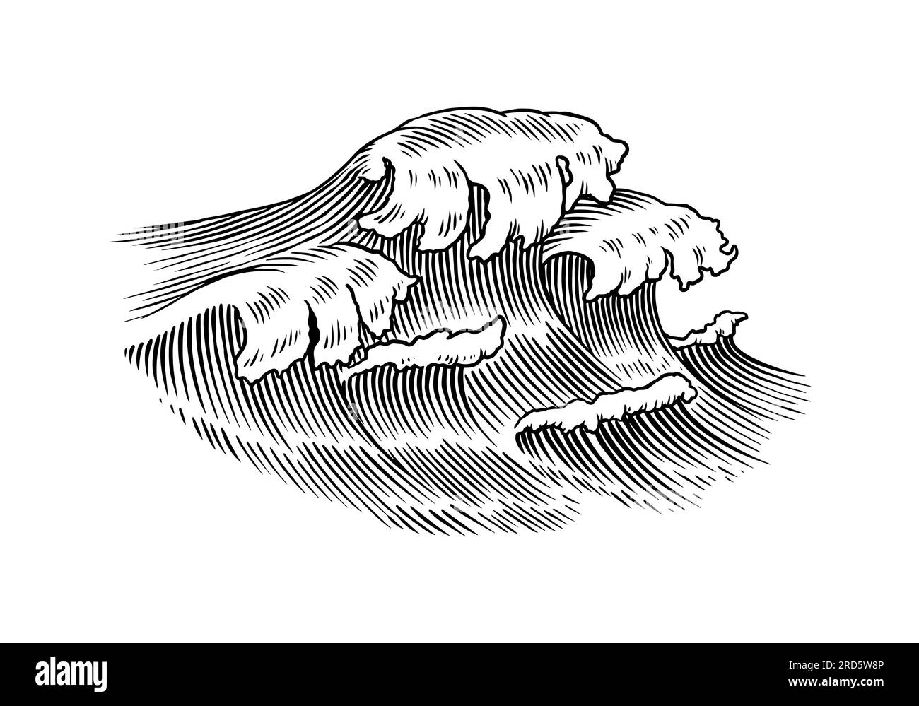 Atlantische Flutwellen. Alte, gravierte Etiketten mit handgezeichneter Gravur. Marine und Nautik oder Meer, Meereshintergrund für Banner oder Poster Stock Vektor