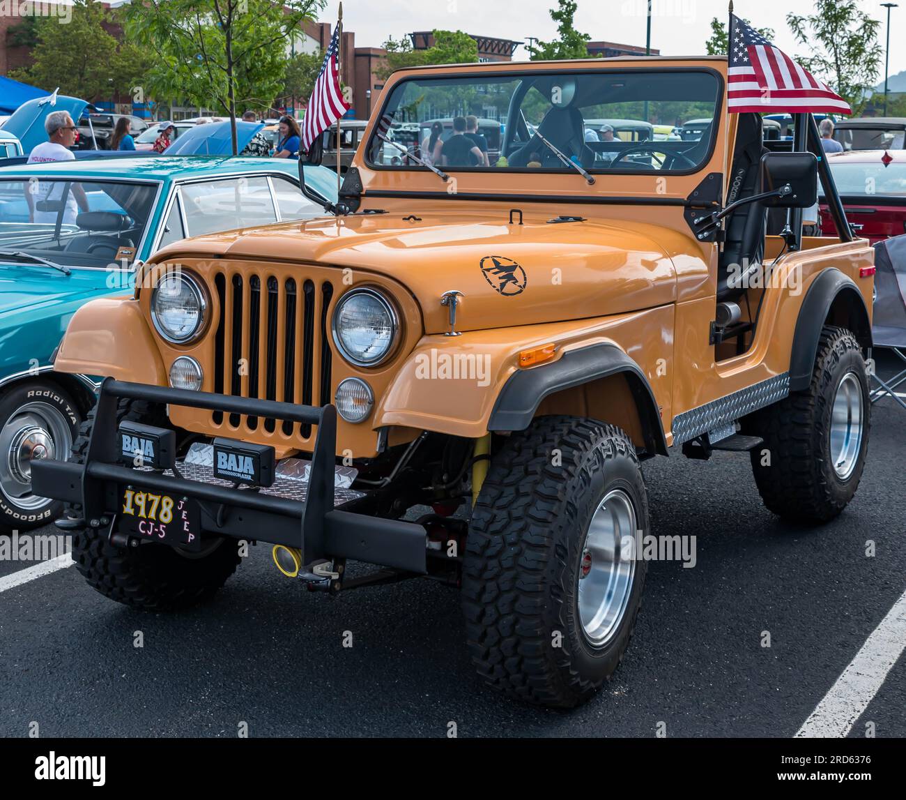 Ein Jeep CJ SUV aus dem Jahr 1978 wird auf einer Autoausstellung in Homestead, Pennsylvania, USA, ausgestellt Stockfoto