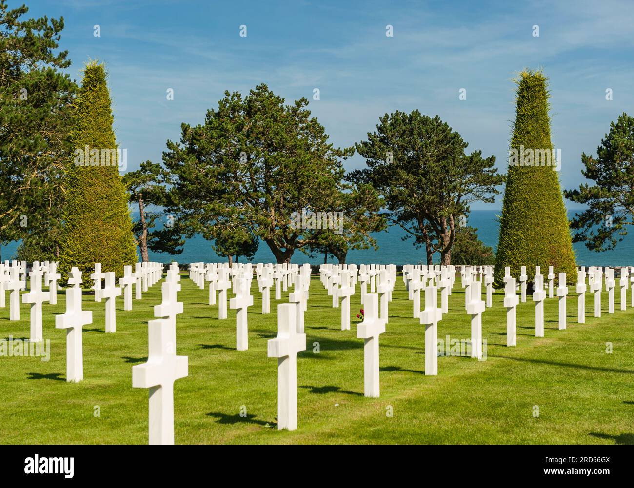 Amerikanischer Friedhof und Denkmal der Normandie in Colleville-sur-Mer in Frankreich. Stockfoto