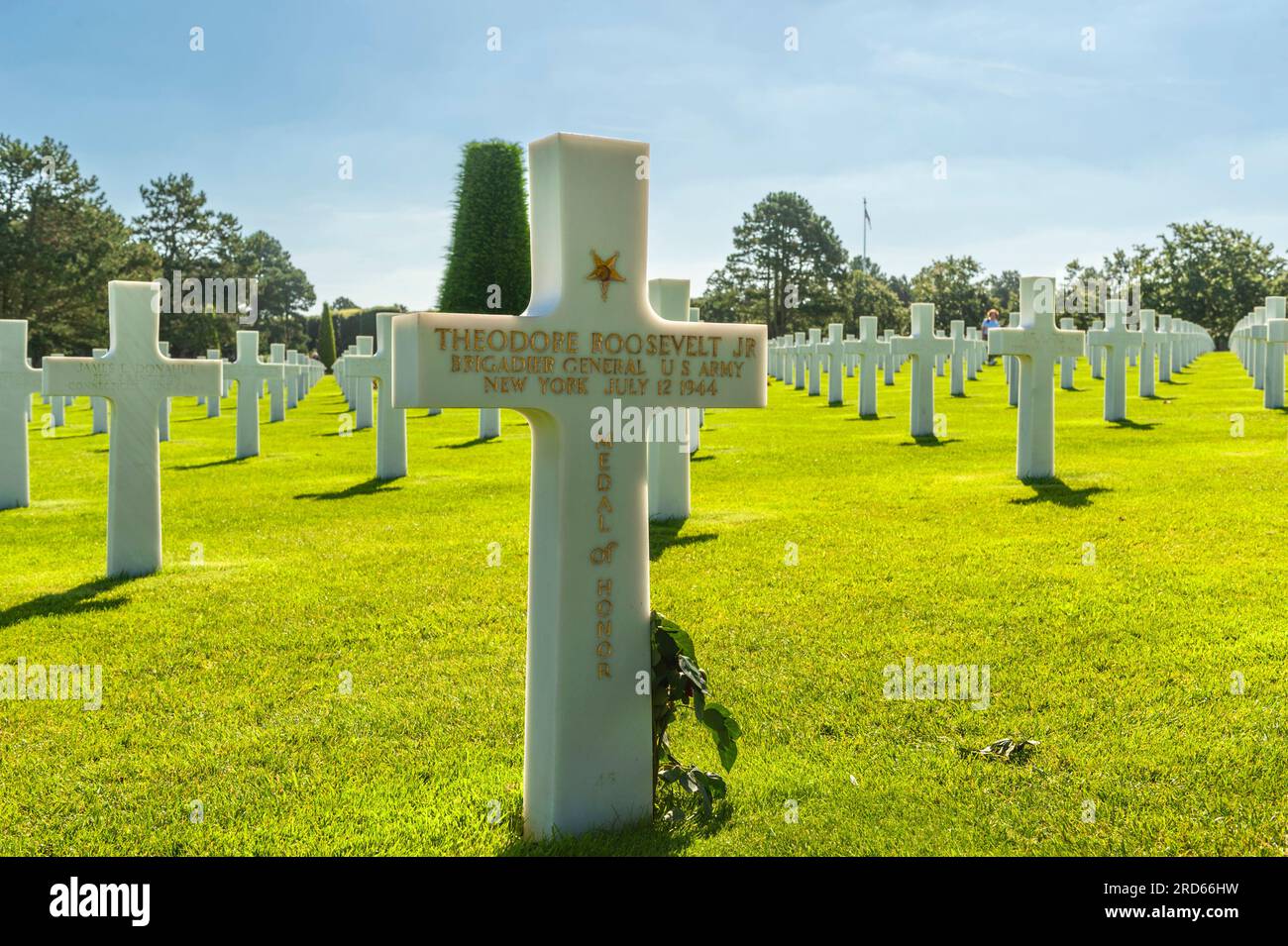 Amerikanischer Friedhof und Denkmal der Normandie in Colleville-sur-Mer in Frankreich. Stockfoto
