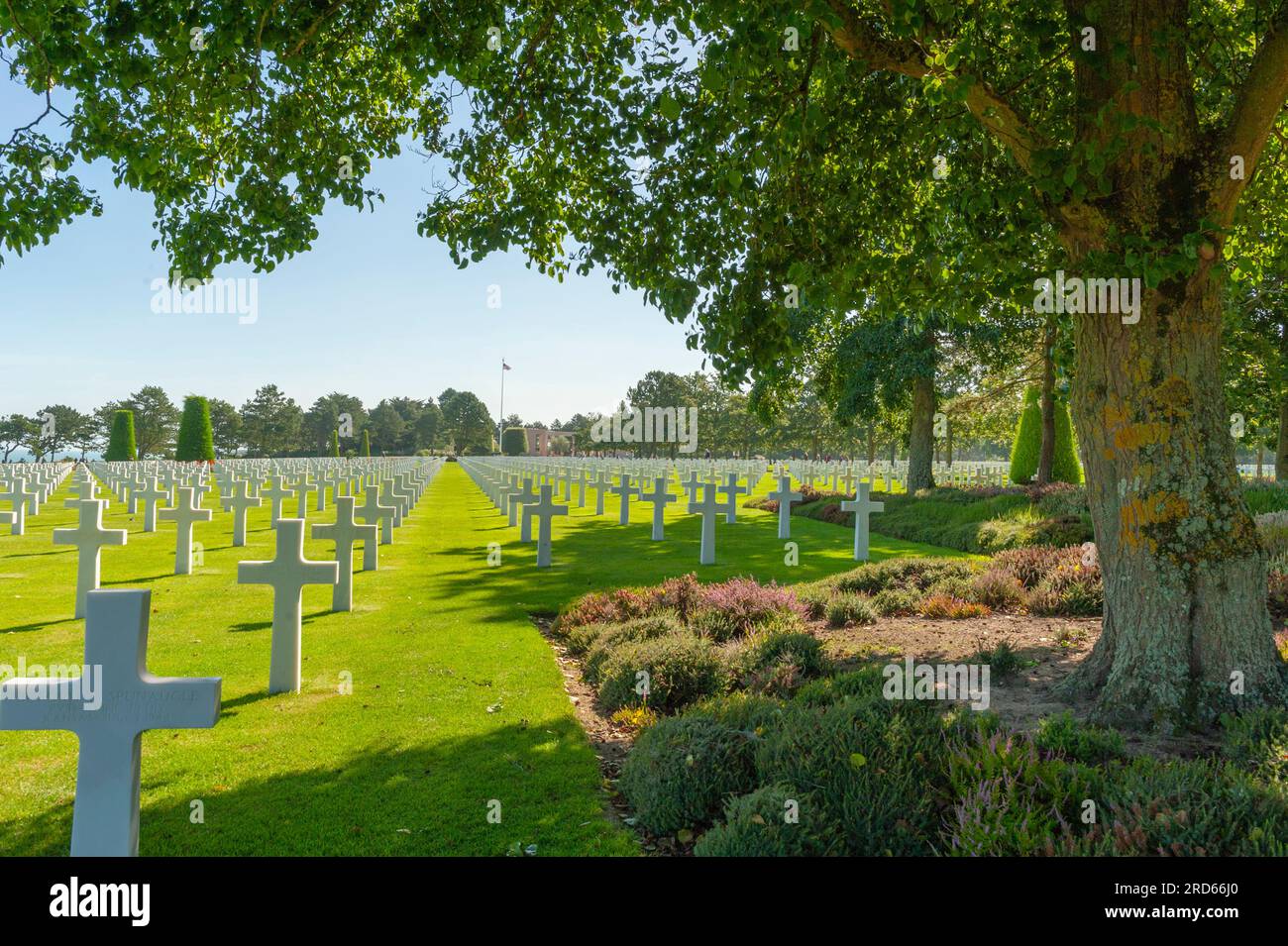 Amerikanischer Friedhof und Denkmal der Normandie in Colleville-sur-Mer in Frankreich. Stockfoto