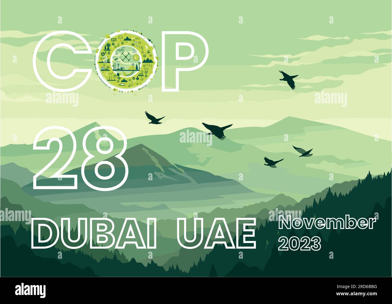 COP 28 Vereinigte Arabische Emirate - November 2023 - internationaler UN-Klimagipfel Stock Vektor