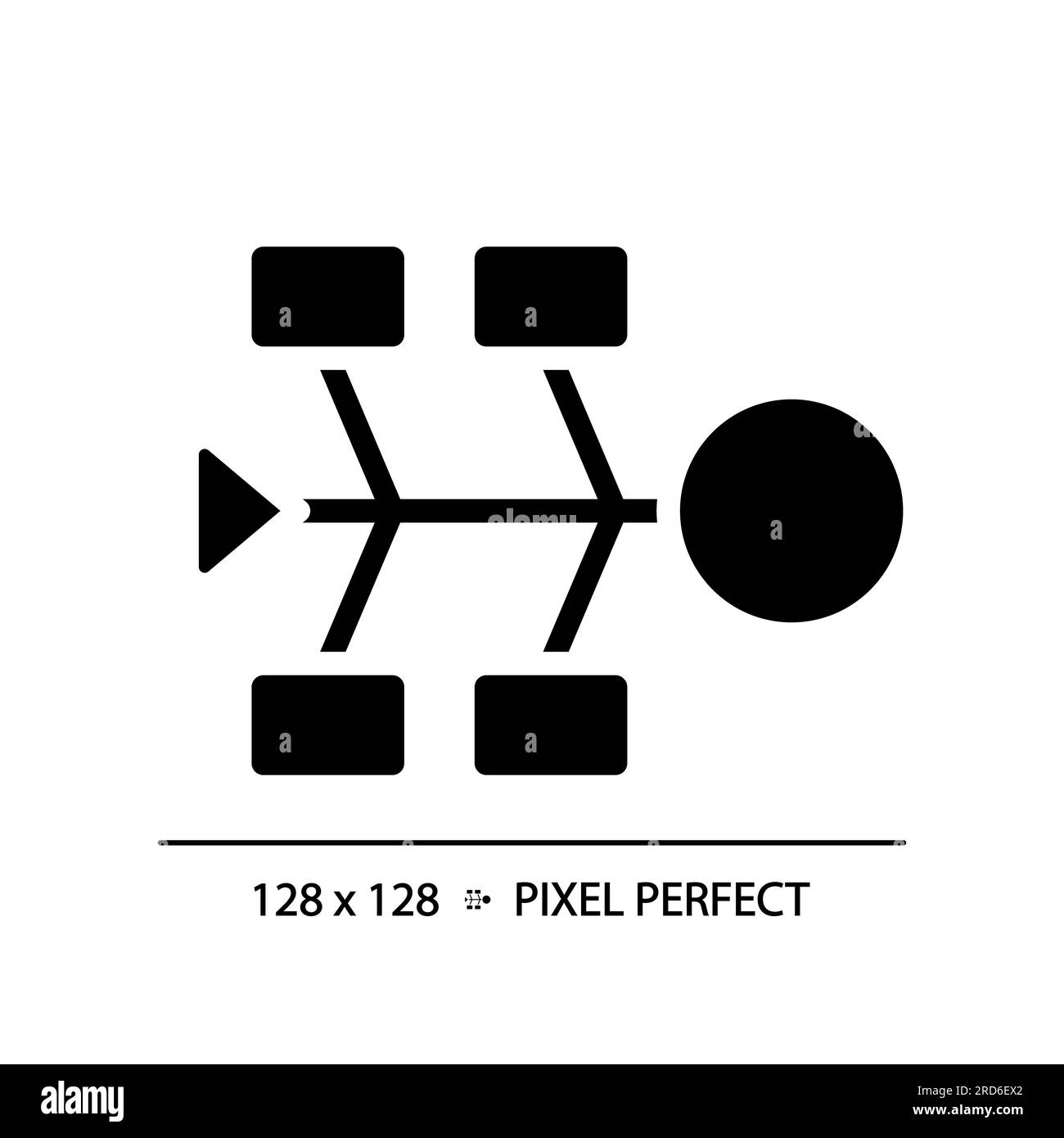Fischgrätendiagramm Schwarzes Glyphensymbol Stock Vektor