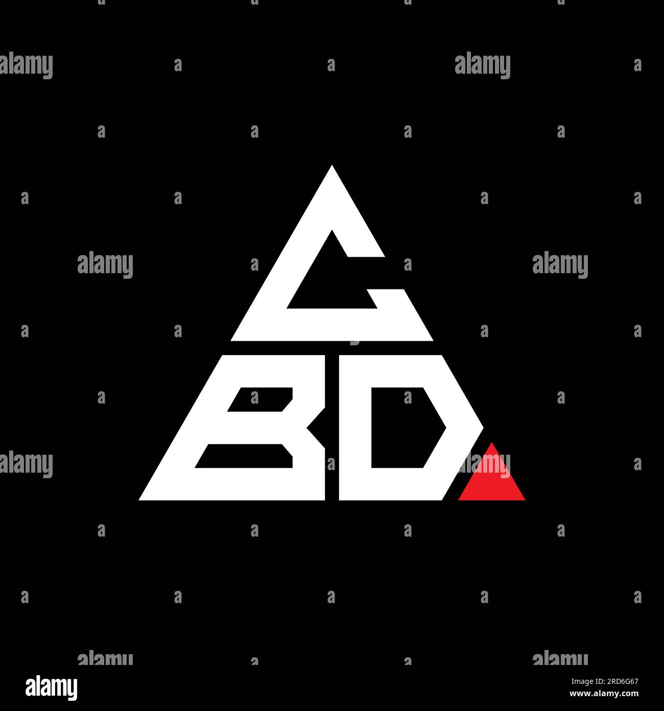 CBD-Logo mit Dreiecksbuchstaben und Dreiecksform. CBD-Monogramm mit Dreieckslogo. CBD-dreieckige Vektor-Logo-Vorlage mit roter Farbe. CBD Triangul Stock Vektor