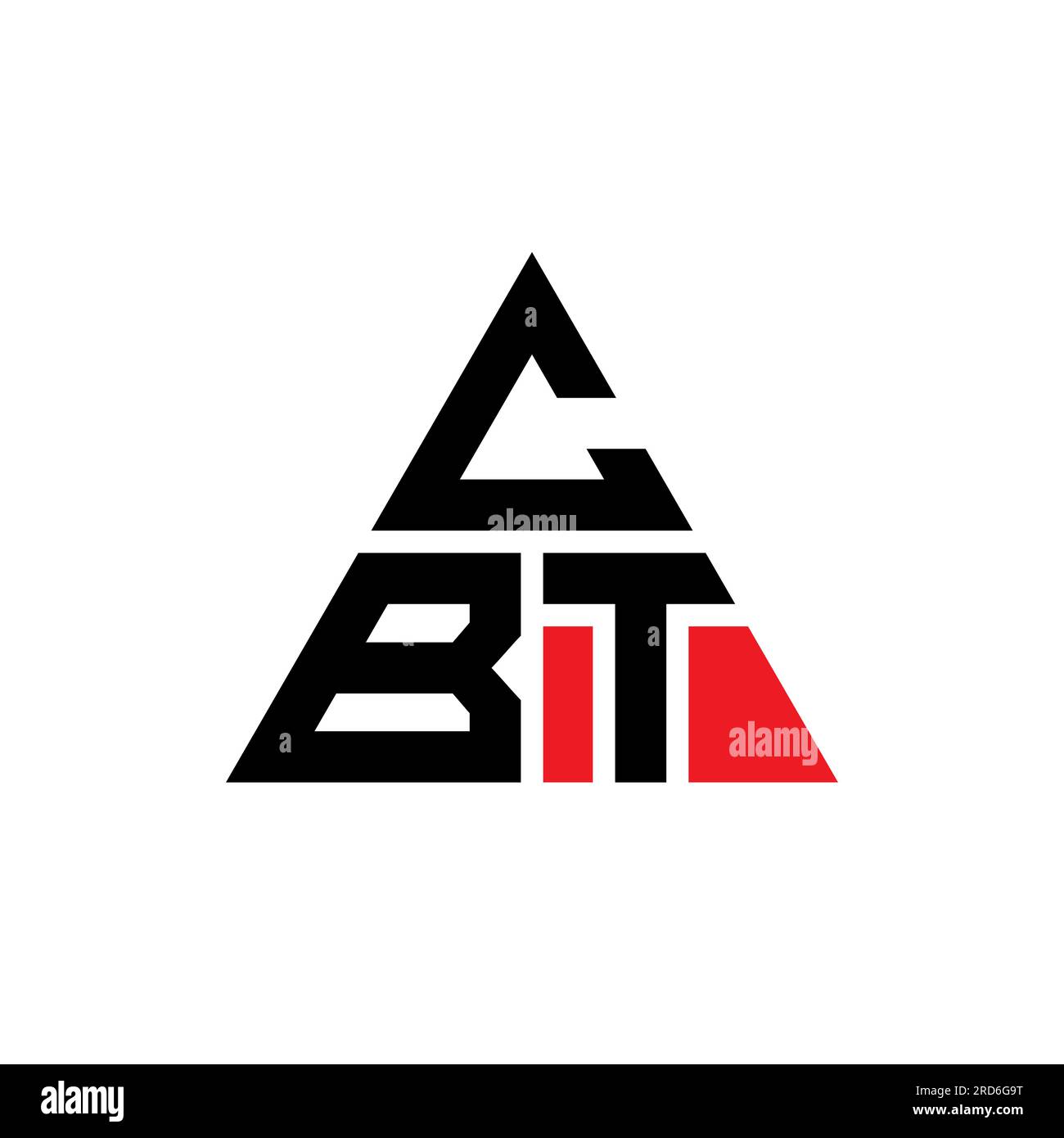 CBT-Logo mit dreieckigem Buchstaben in Dreiecksform. Monogramm mit CBT-Dreieck-Logo. CBT-dreieckige Vektorvorlage mit roter Farbe. CBT Triangul Stock Vektor