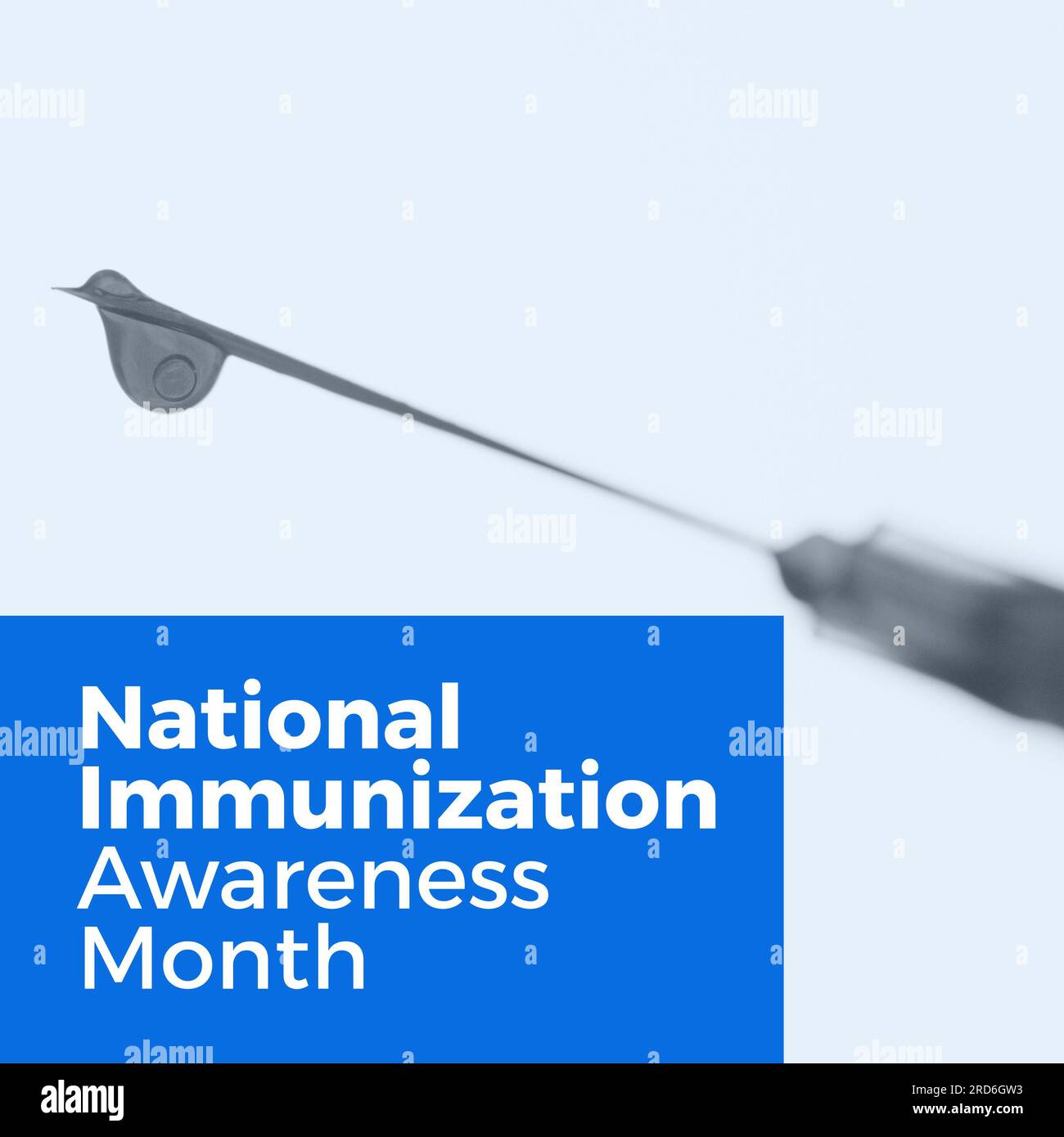 Text für National IMPINATIONSINFEKTION Awareness Month auf blauer Tropfspritze Stockfoto