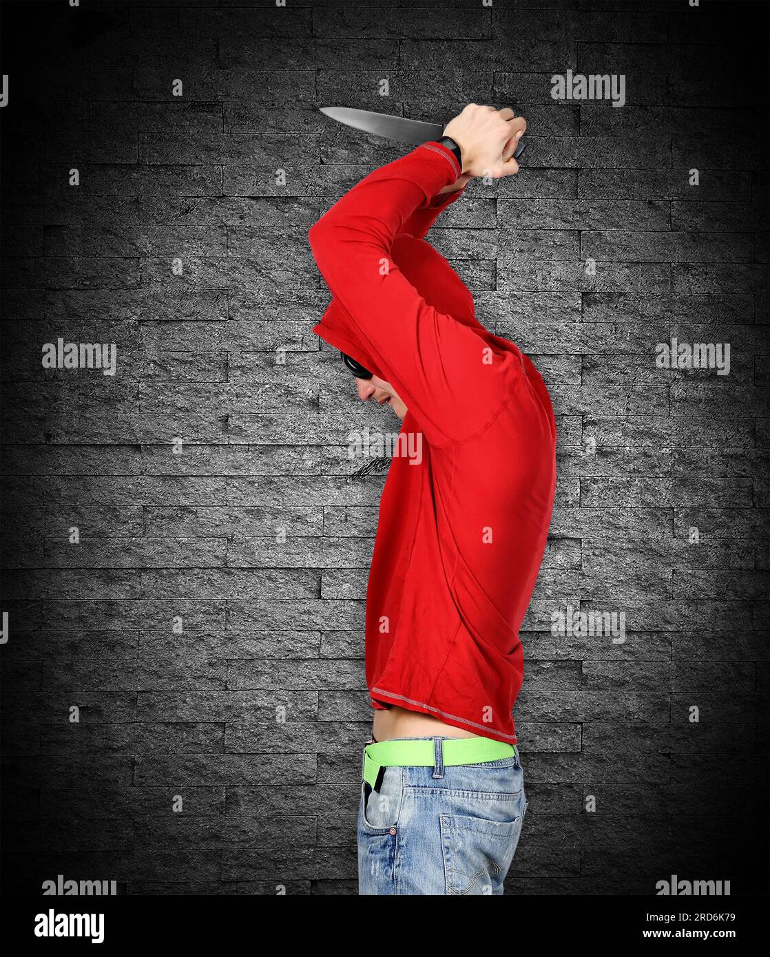 Mann mit Messer in der Hand, Nahaufnahme Stockfoto