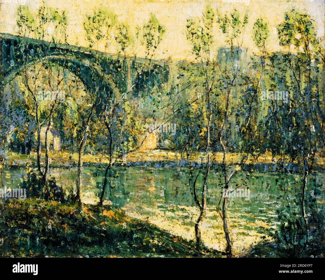 Ernest Lawson, Frühlingsmorgen, Landschaftsmalerei in Öl auf Leinwand auf Pappe, 1913 Stockfoto