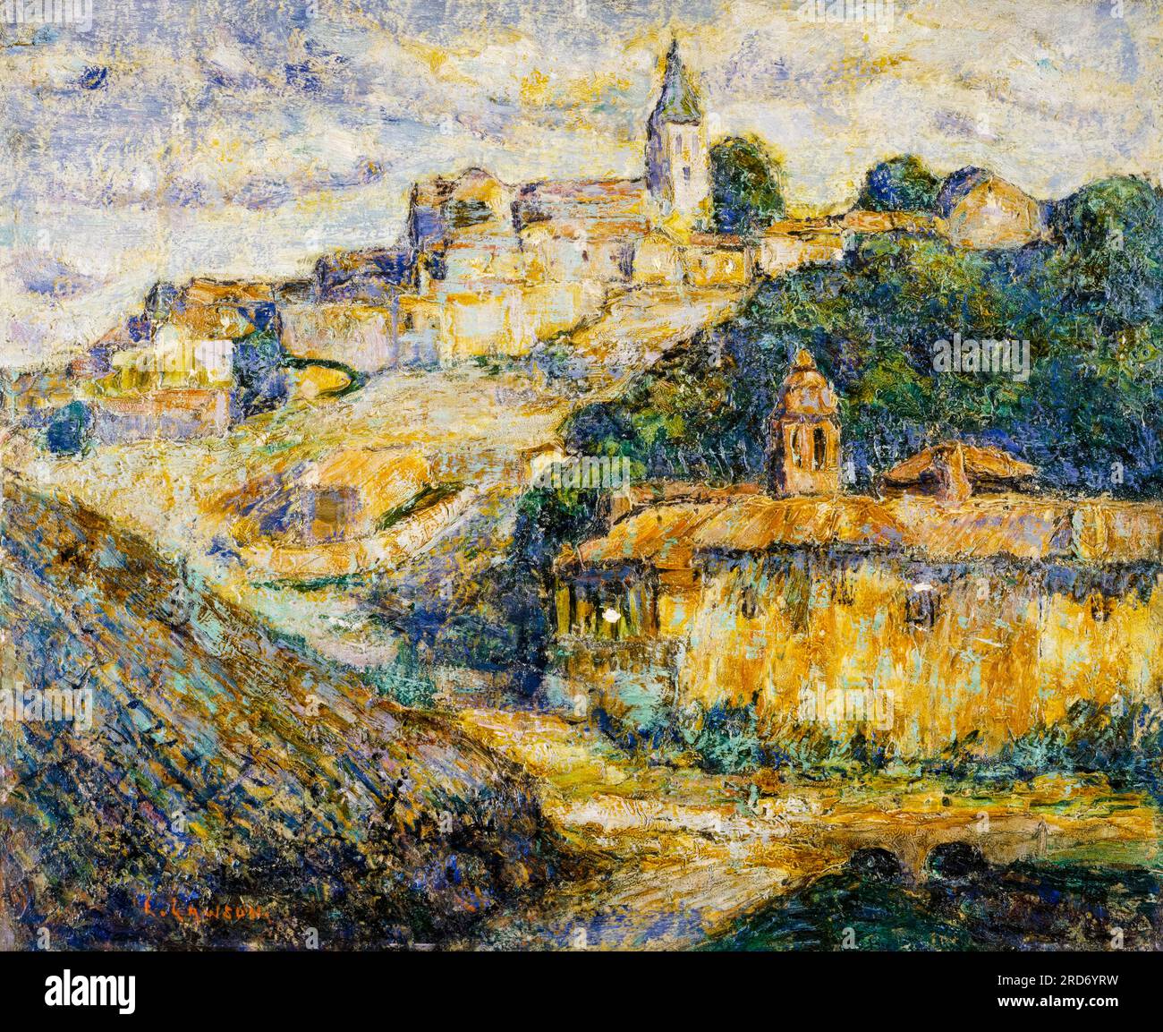 Ernest Lawson Landschaftsmalerei, Dämmerung in Spanien, Öl auf Leinwand montiert, vor 1939 Stockfoto