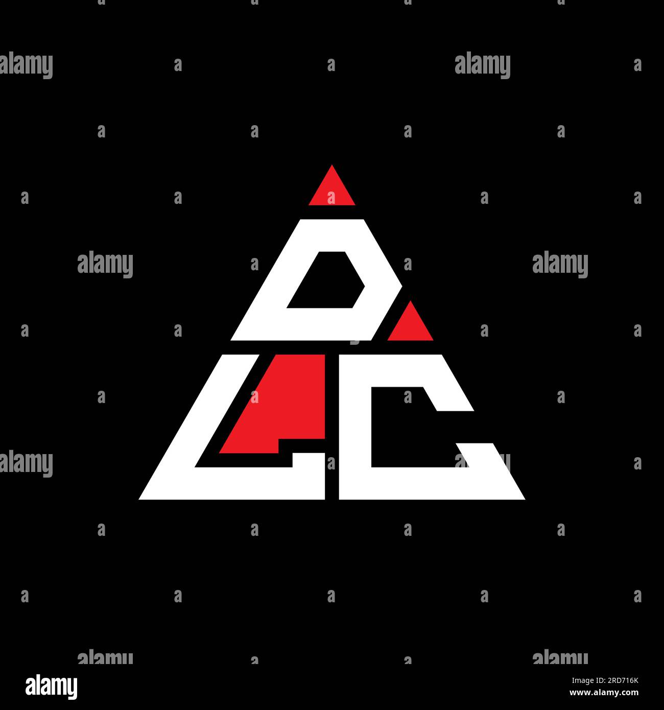 DLC-Logo mit dreieckigem Buchstaben in Dreiecksform. Monogramm mit DLC-Dreieck-Logo. DLC-dreieckige Vektorvorlage mit roter Farbe. DLC Triangul Stock Vektor