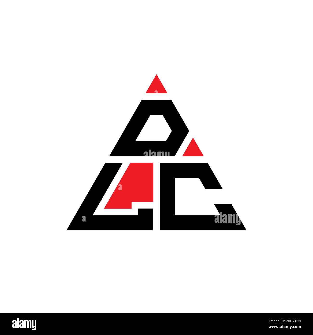 DLC-Logo mit dreieckigem Buchstaben in Dreiecksform. Monogramm mit DLC-Dreieck-Logo. DLC-dreieckige Vektorvorlage mit roter Farbe. DLC Triangul Stock Vektor