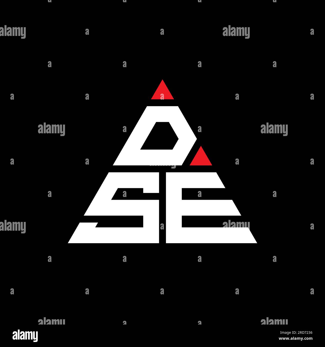DSE-Logo mit Dreiecksbuchstaben und Dreiecksform. DSE-Dreieck-Logo-Monogramm. DSE-Dreieck-Vektor-Logo-Vorlage mit roter Farbe. DSE Triangul Stock Vektor