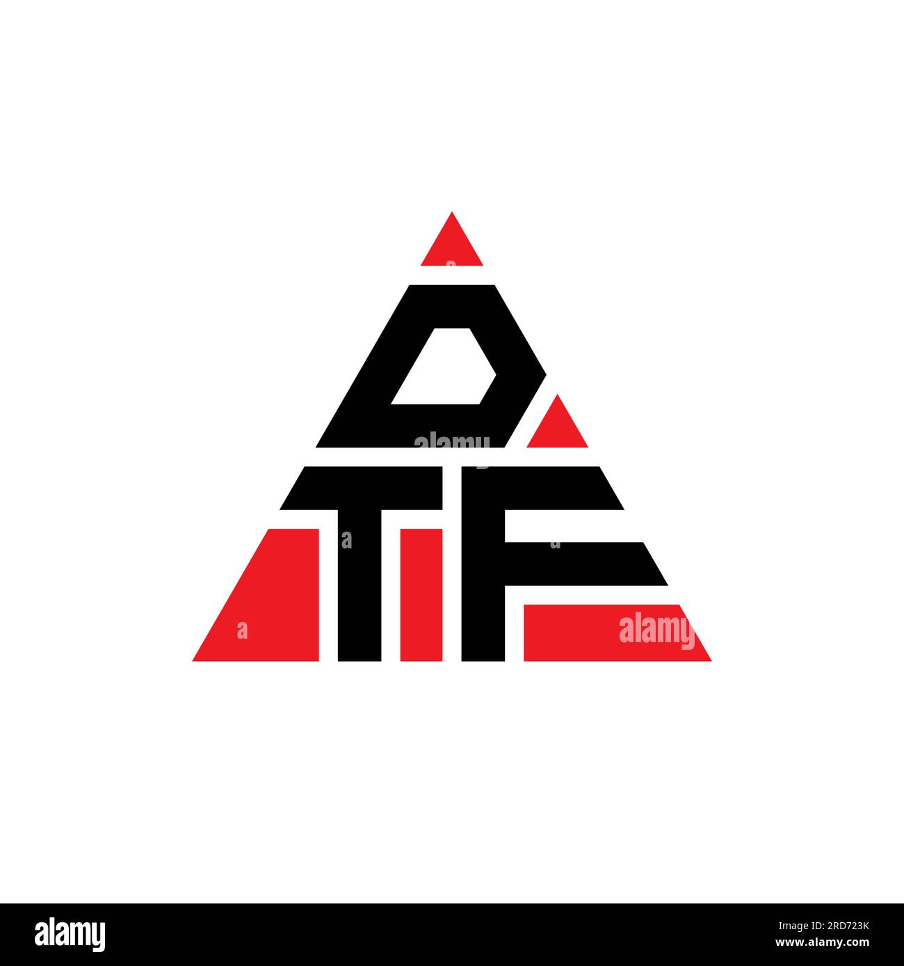 DTF-Logo mit Dreiecksbuchstaben und Dreiecksform. DTF-Dreieck-Logo-Monogramm. DTF-dreieckige Vektorvorlage mit roter Farbe. DTF Triangul Stock Vektor