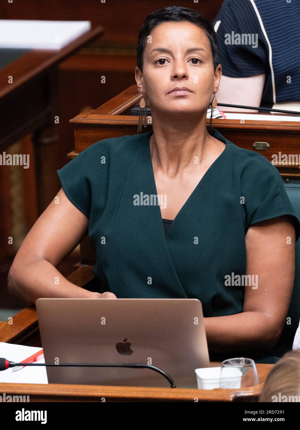 Brüssel, Belgien. 19. Juli 2023. Meryame Kitir von Vooruit wurde auf einer Plenarsitzung der Kammer im Bundesparlament in Brüssel am Mittwoch, den 19. Juli 2023, gezeigt. BELGA FOTO BENOIT DOPPAGNE Kredit: Belga News Agency/Alamy Live News Stockfoto