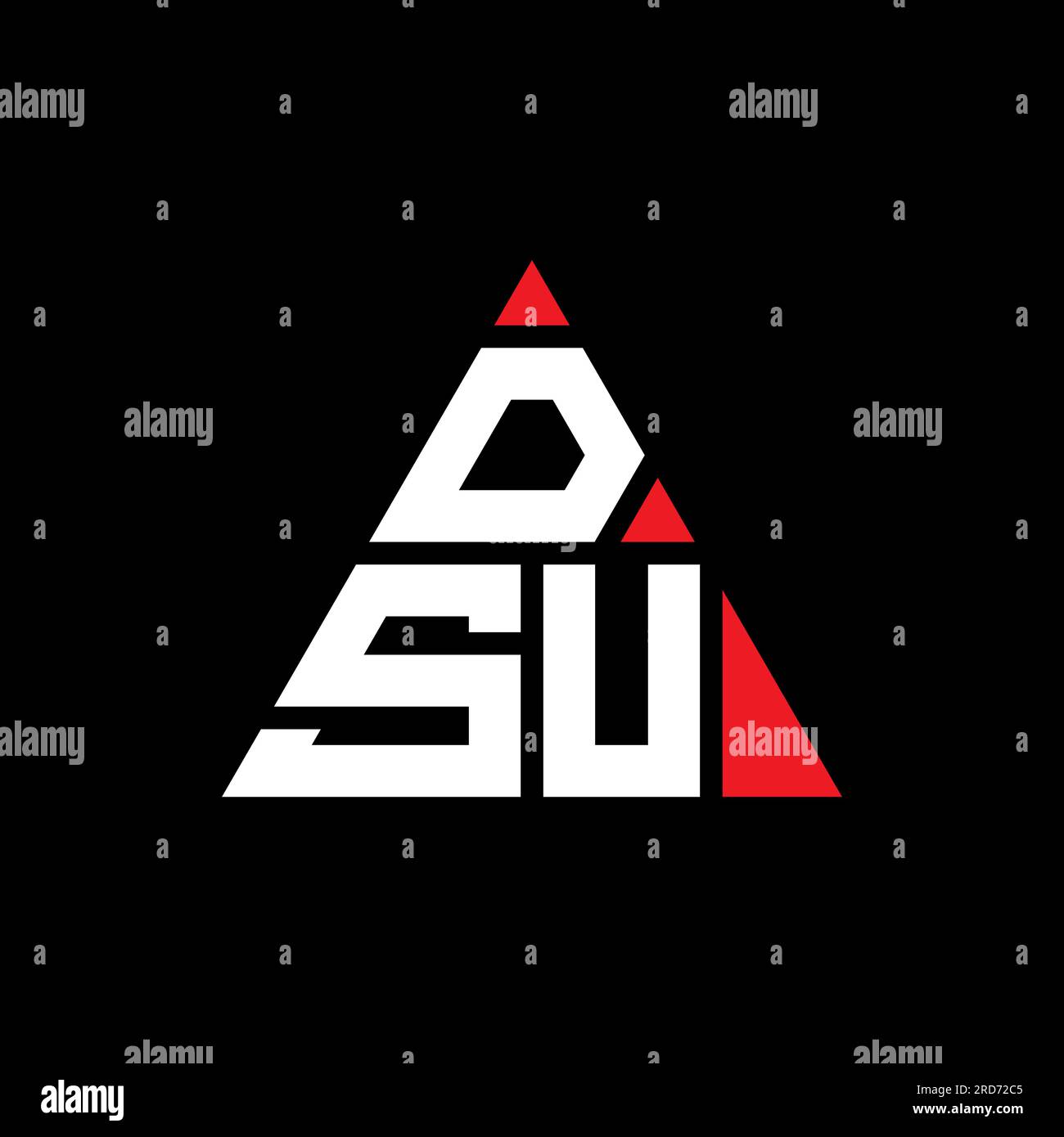 DSU-Logo mit dreieckigem Buchstaben in Dreiecksform. DSU-Dreieck-Logo-Monogramm. DSU-dreieckige Vektorvorlage mit roter Farbe. DSU Triangul Stock Vektor