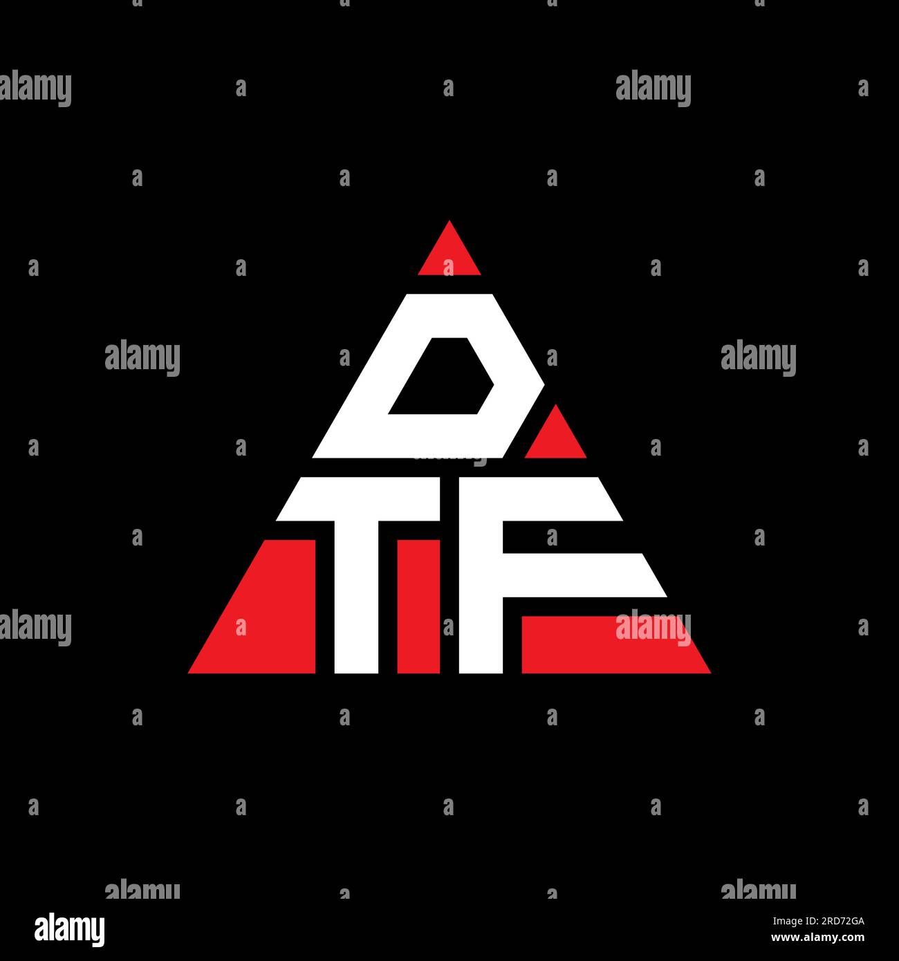 DTF-Logo mit Dreiecksbuchstaben und Dreiecksform. DTF-Dreieck-Logo-Monogramm. DTF-dreieckige Vektorvorlage mit roter Farbe. DTF Triangul Stock Vektor