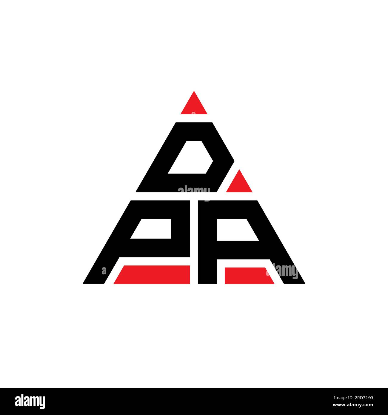 DPA-Logo mit dreieckigem Buchstaben in Dreiecksform. DPA-Dreieck-Logo-Monogramm. DPA-dreieckige Vektorvorlage mit roter Farbe. DPA Triangul Stock Vektor