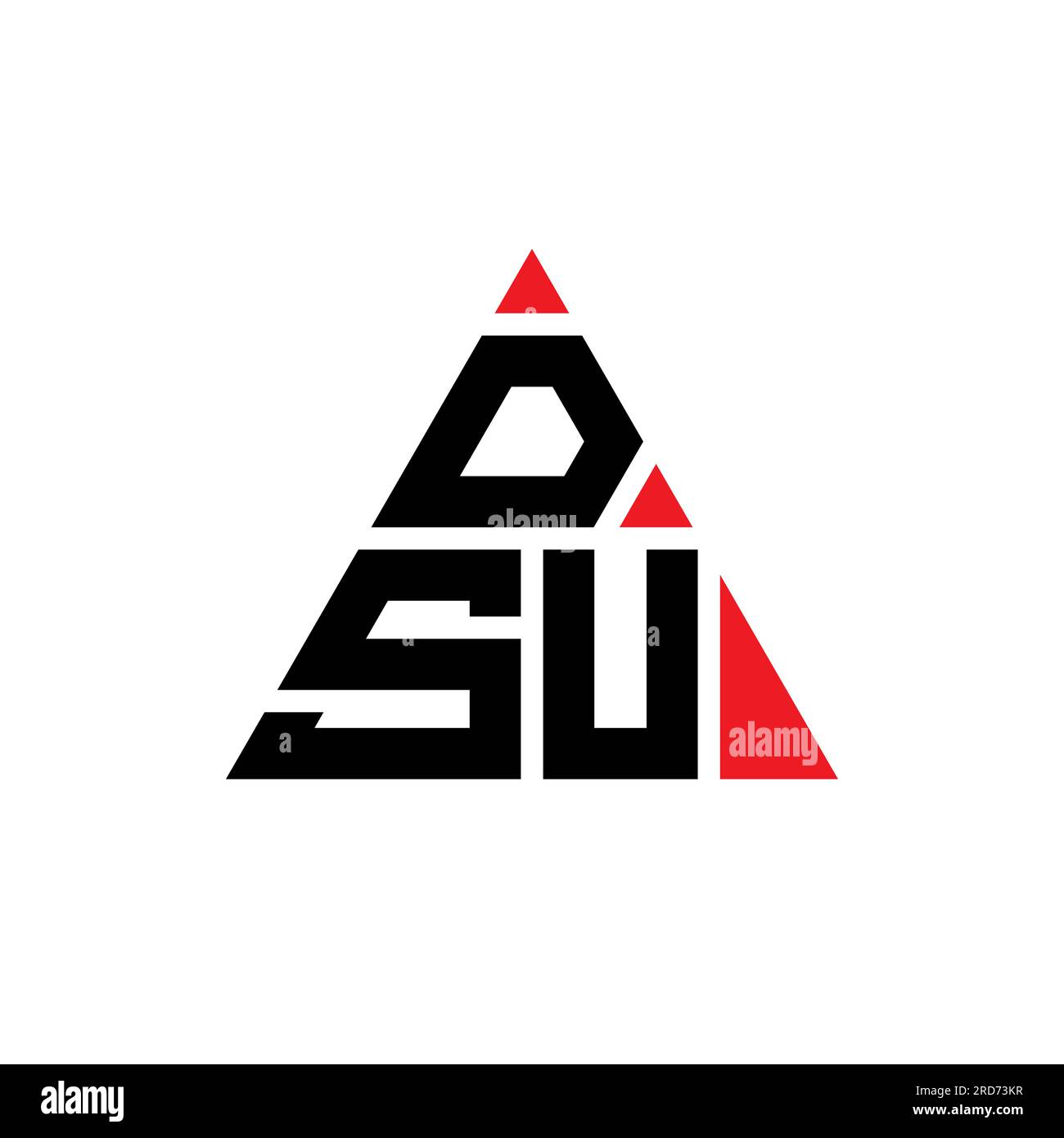 DSU-Logo mit dreieckigem Buchstaben in Dreiecksform. DSU-Dreieck-Logo-Monogramm. DSU-dreieckige Vektorvorlage mit roter Farbe. DSU Triangul Stock Vektor