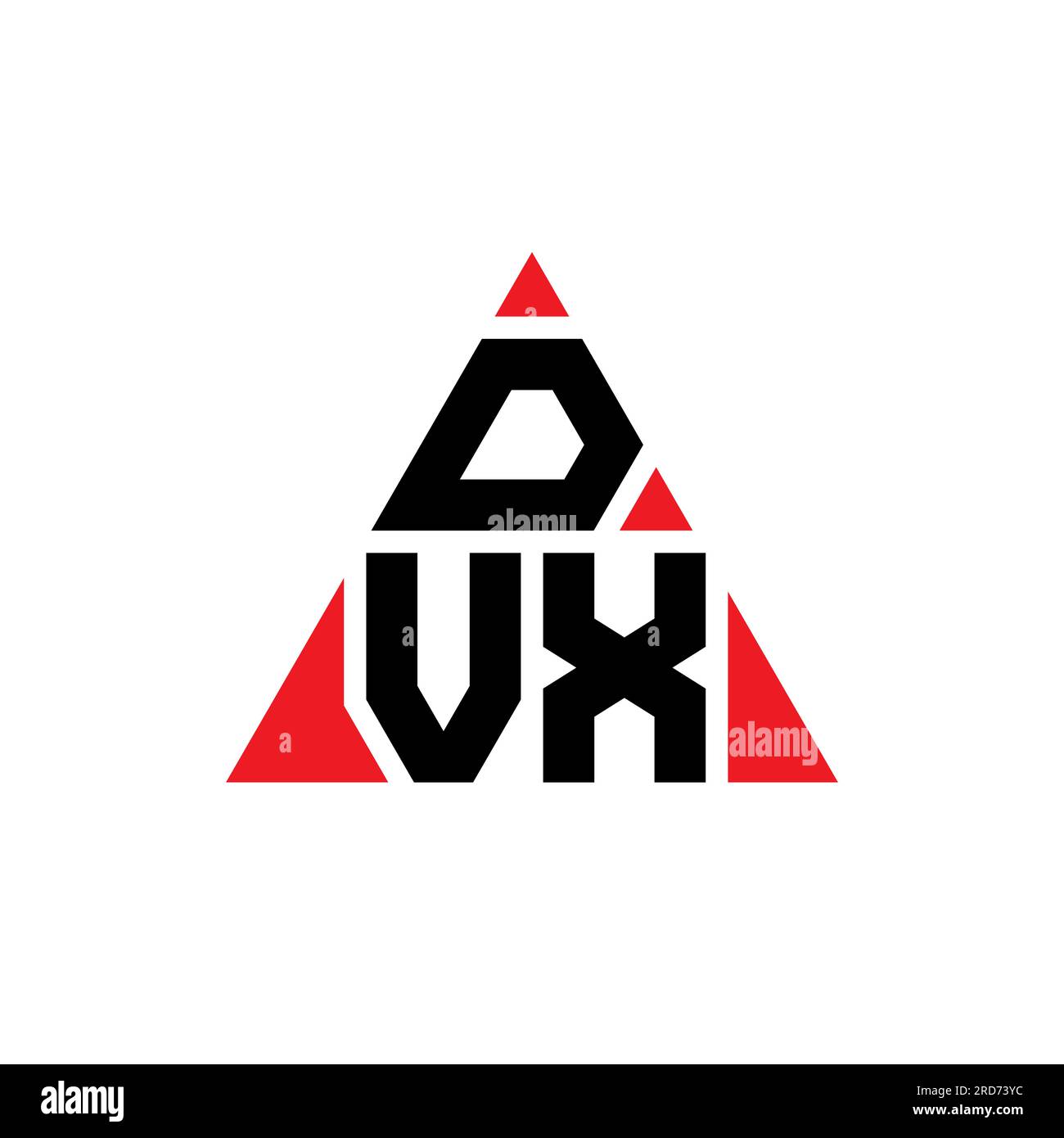 DVX-Logo mit Dreiecksbuchstaben und Dreiecksform. Monogramm mit DVX-Dreieck-Logo. DVX-Dreieck-Vektor-Logo-Vorlage mit roter Farbe. DVX Triangul Stock Vektor
