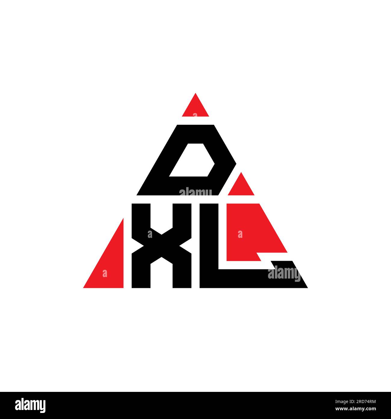 DXL-Logo mit dreieckigem Buchstaben in Dreiecksform. Monogramm mit DXL-Dreieck-Logo. DXL-dreieckige Vektorvorlage mit roter Farbe. DXL Triangul Stock Vektor