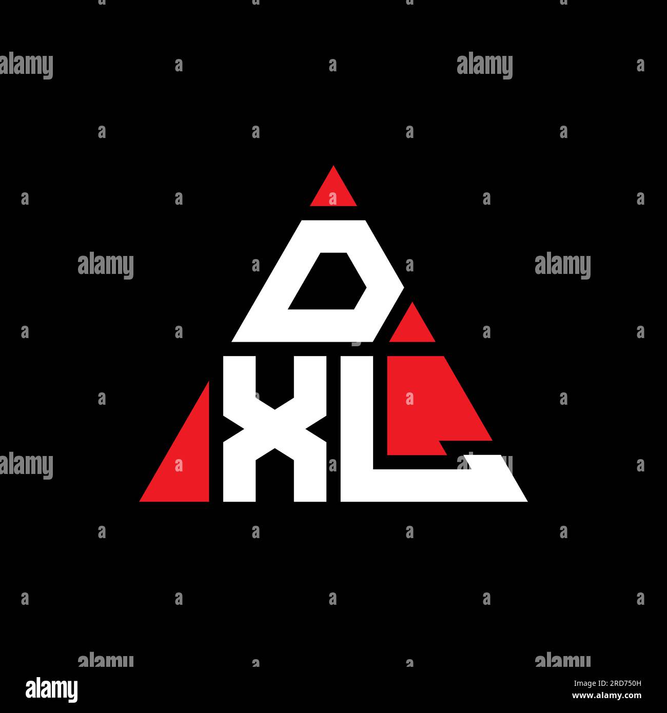 DXL-Logo mit dreieckigem Buchstaben in Dreiecksform. Monogramm mit DXL-Dreieck-Logo. DXL-dreieckige Vektorvorlage mit roter Farbe. DXL Triangul Stock Vektor